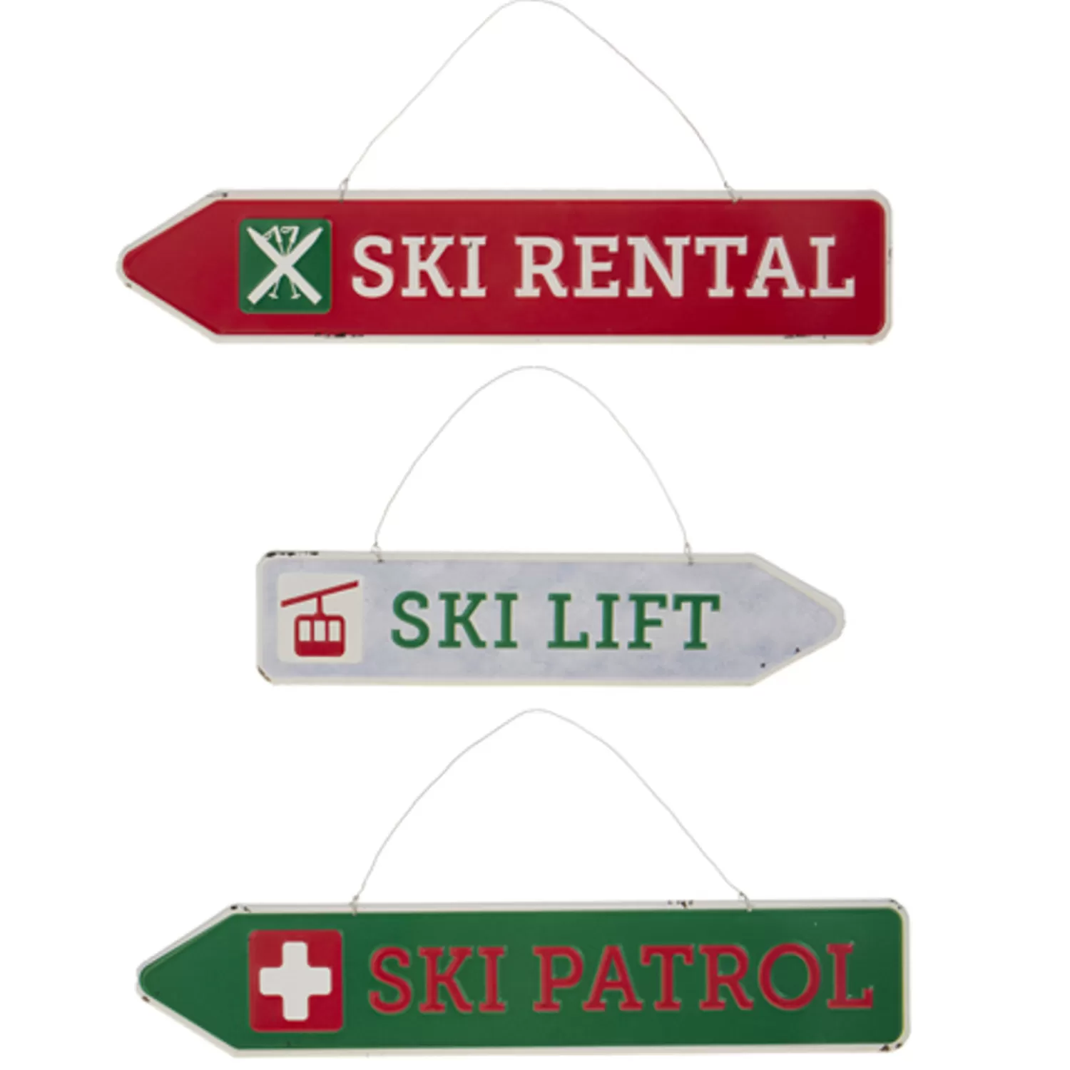 The Jolly Christmas Shop Occupation | Hobbies | Raz 16.25" Ski Sign Christmas Ornament Set Of 3 4312357