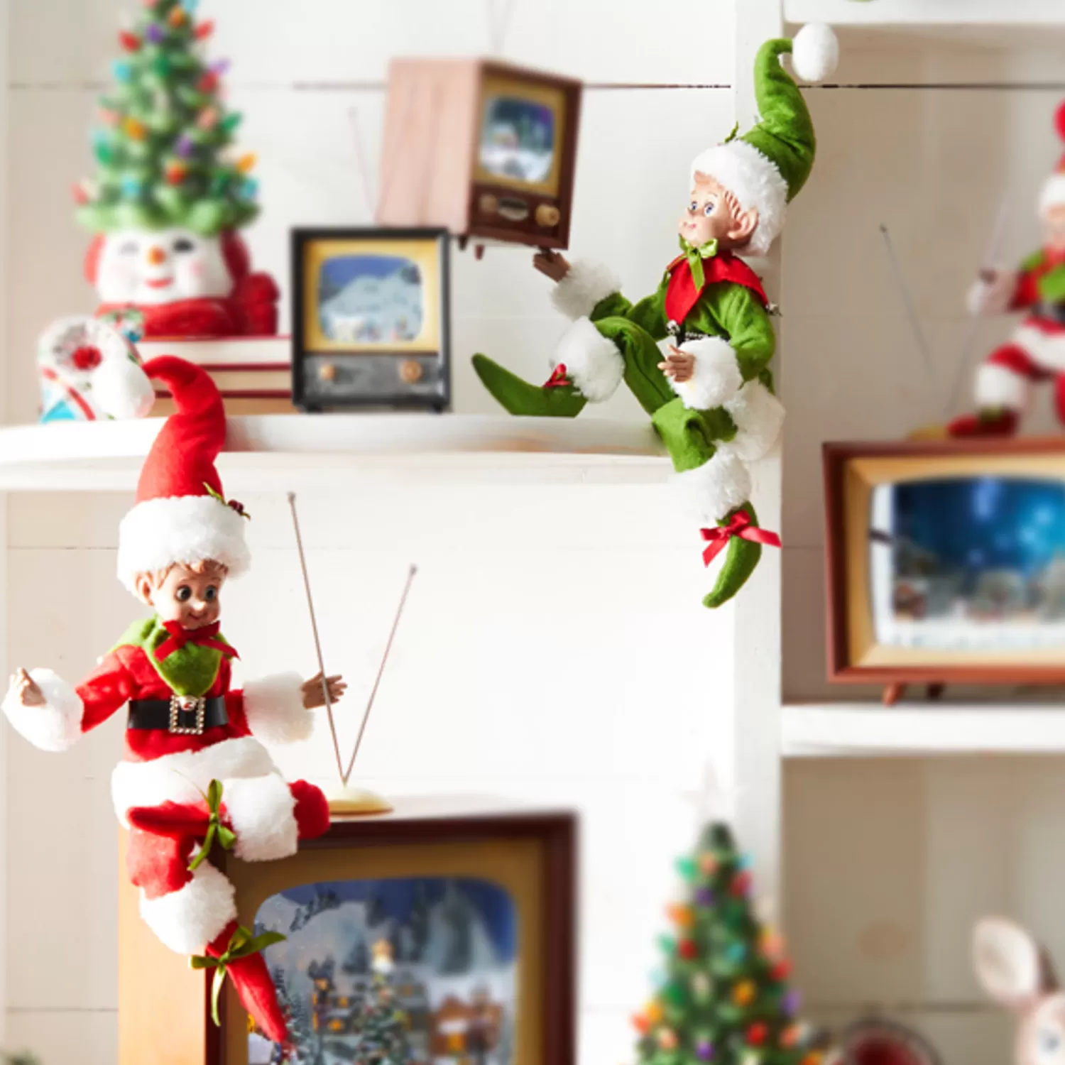 The Jolly Christmas Shop Vintage Farm House | Vintage Decorations | Raz 16" Vintage Red Or Green Posable Christmas Elf 4302468