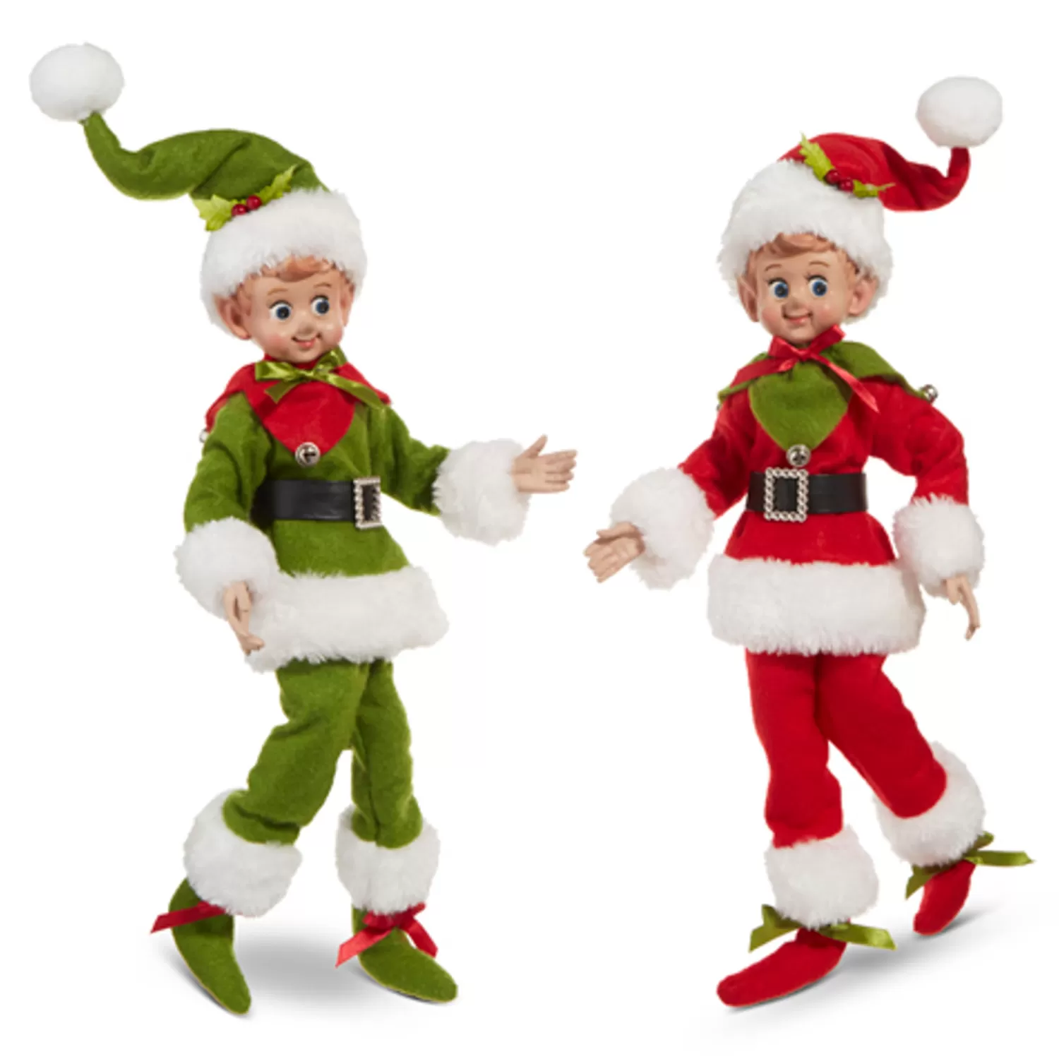 The Jolly Christmas Shop Vintage Farm House | Vintage Decorations | Raz 16" Vintage Red Or Green Posable Christmas Elf 4302468