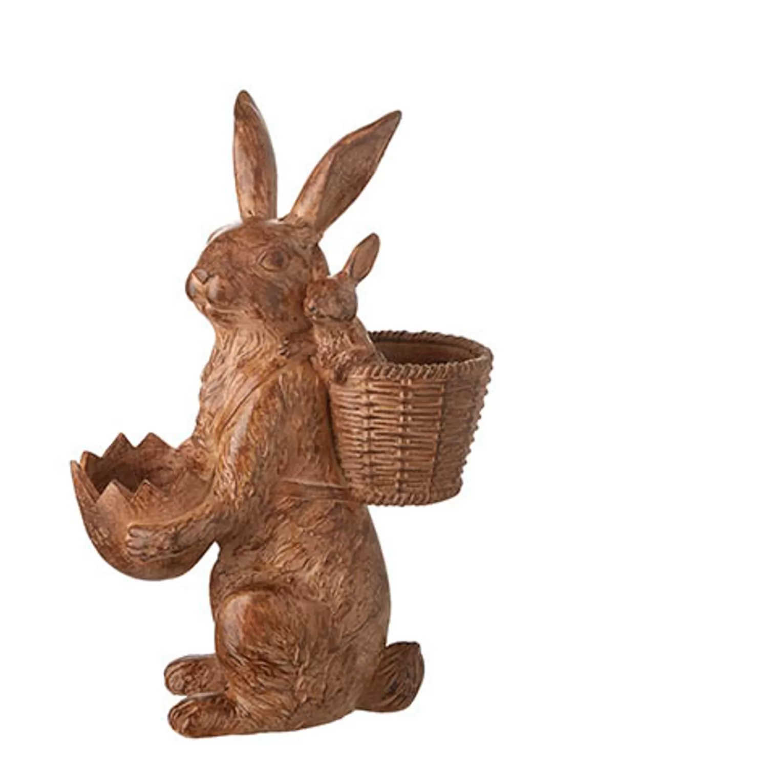 The Jolly Christmas Shop Figurines | Raz 17.25" Large Bunny With Basket Easter Decoration 4209262