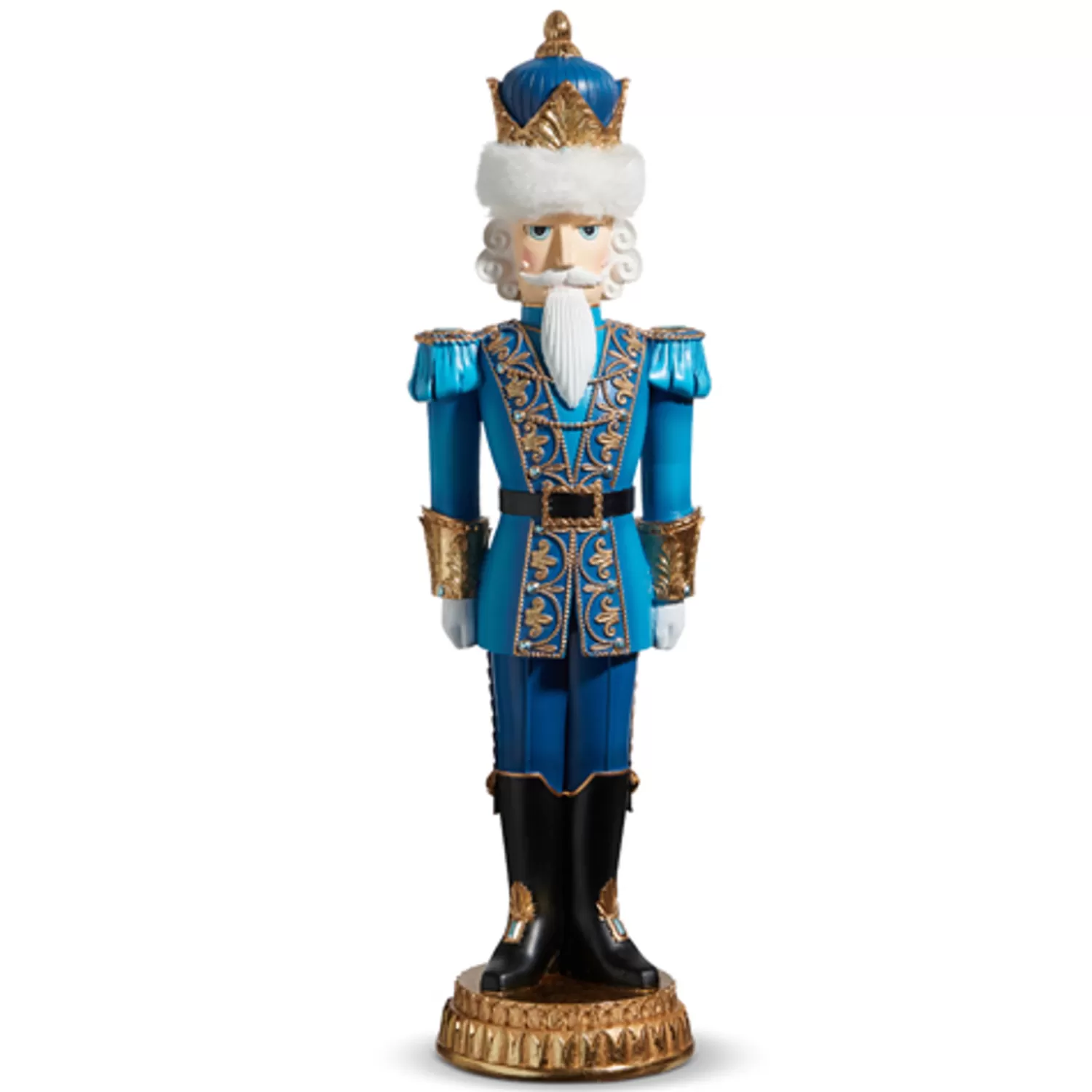 The Jolly Christmas Shop Tartan Traditions | Plaid | Raz 17.5" Blue And Gold Plaid Royal Christmas Nutcracker Figure 4457721