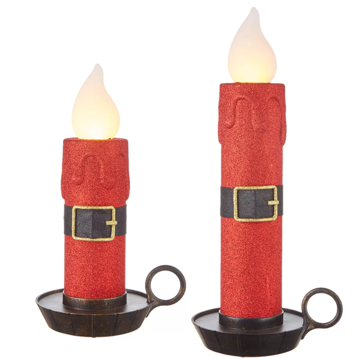 The Jolly Christmas Shop Sleigh Bells | Santa Christmas Decorations | Raz 17.5" Or 22.5" Large Red Glittered Santa Belt Battery Operated Candle Christmas Decoration