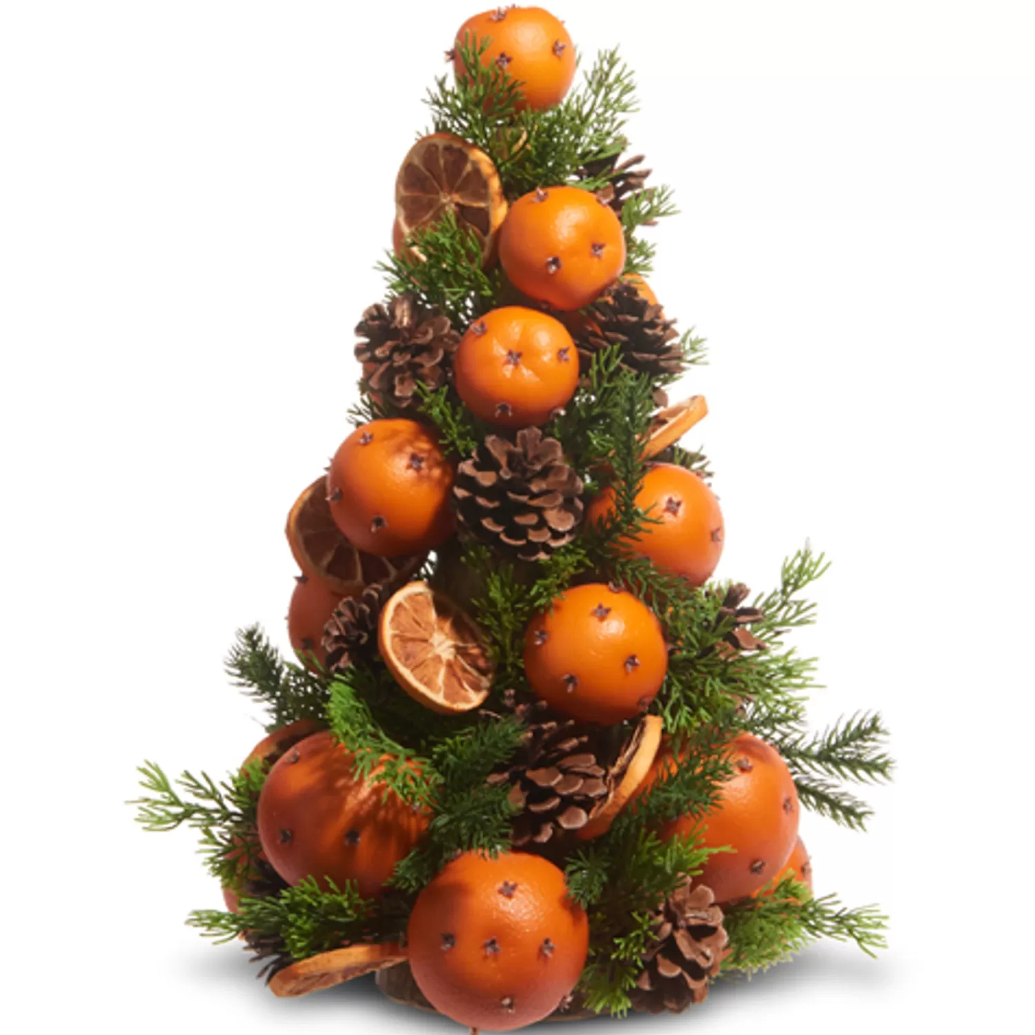 The Jolly Christmas Shop Gingerbread Lane | Houses And Accessories·Trees | Raz 17" Pomander Orange And Pinecone Christmas Tree Decoration 4402323