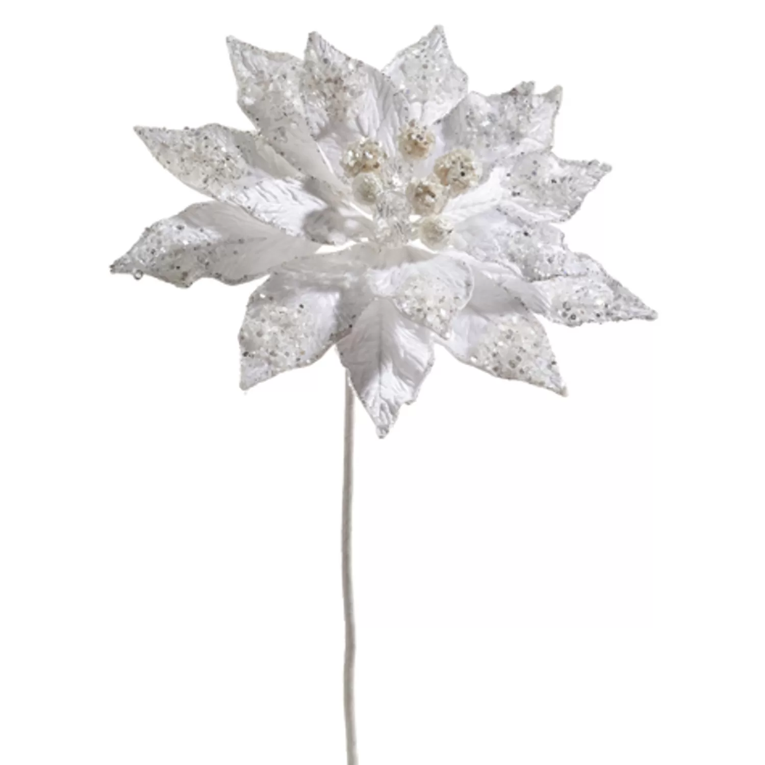 The Jolly Christmas Shop Snowflake Soiree | Snow Christmas Decorations | Raz 18" Glittered Large White Poinsettia Christmas Tre Pick F4448003