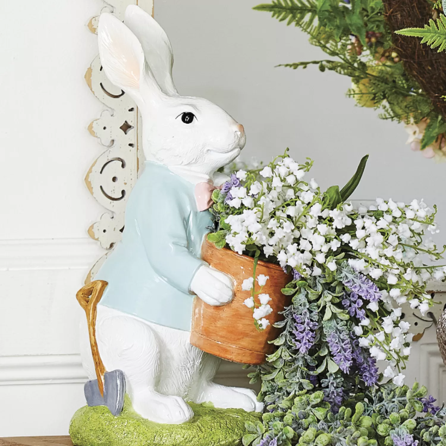 The Jolly Christmas Shop Figurines | Raz 18" Large Bunny With Pot Easter Decoration 4309840