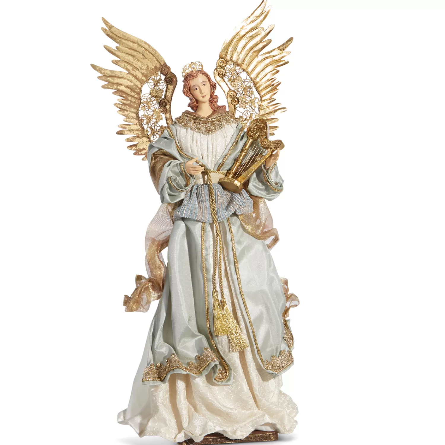 The Jolly Christmas Shop Oh Night Divine | Religious | Raz 18" Light Blue Angel With Harp Christmas Figure 4310662