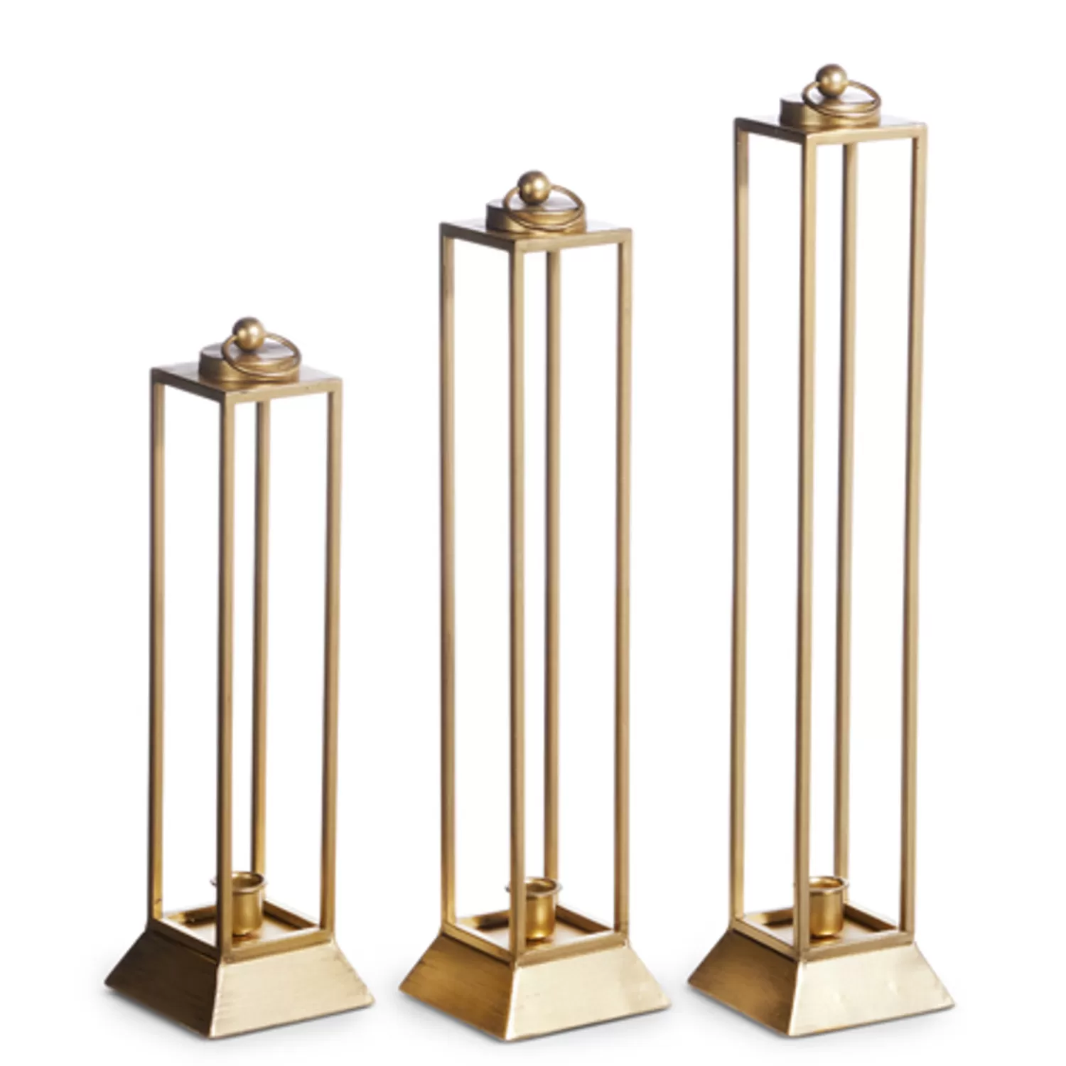 The Jolly Christmas Shop Tartan Traditions | Christmas Traditions | Raz 19" Gold Taper Candle Holder Lanterns Set Of 3 X4428049