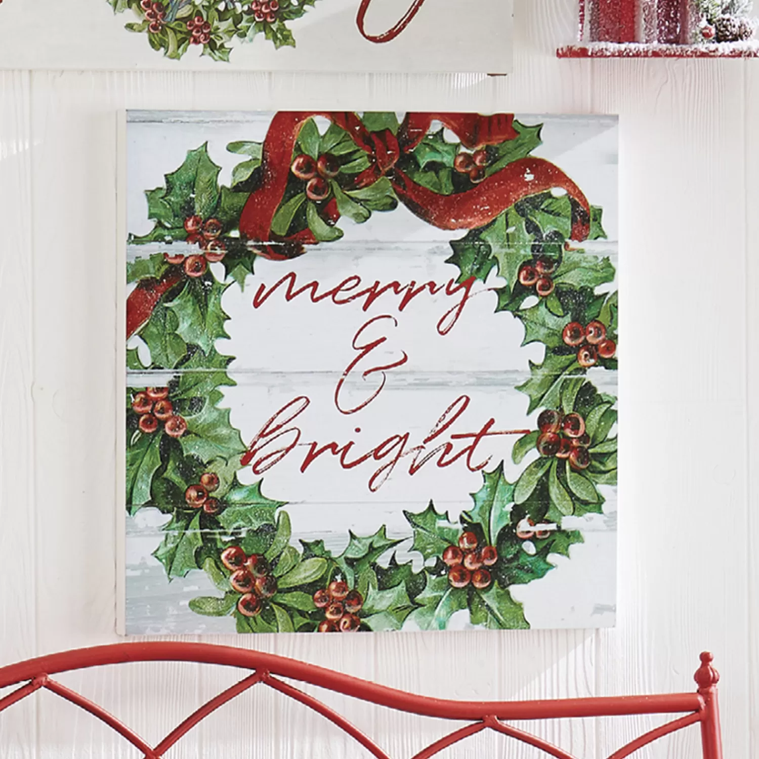 The Jolly Christmas Shop O Tannebaun | Cardinal Christmas Decorations | Raz 20" Merry And Bright Wooden Wall Art Christmas Sign 4116219