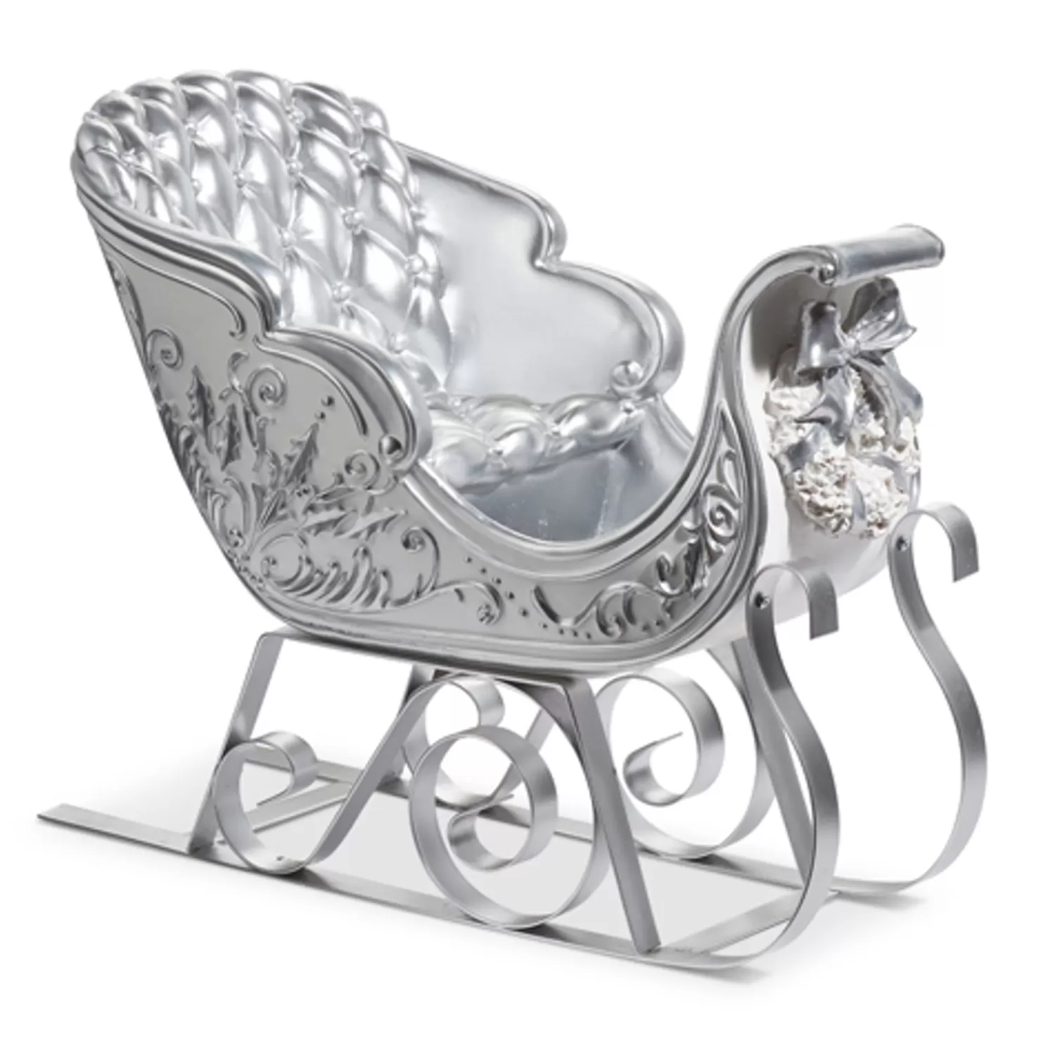 The Jolly Christmas Shop Snowflake Soiree | Figures | Raz 22.5" Silver And White Metal Sleigh Christmas Decoration 4457604