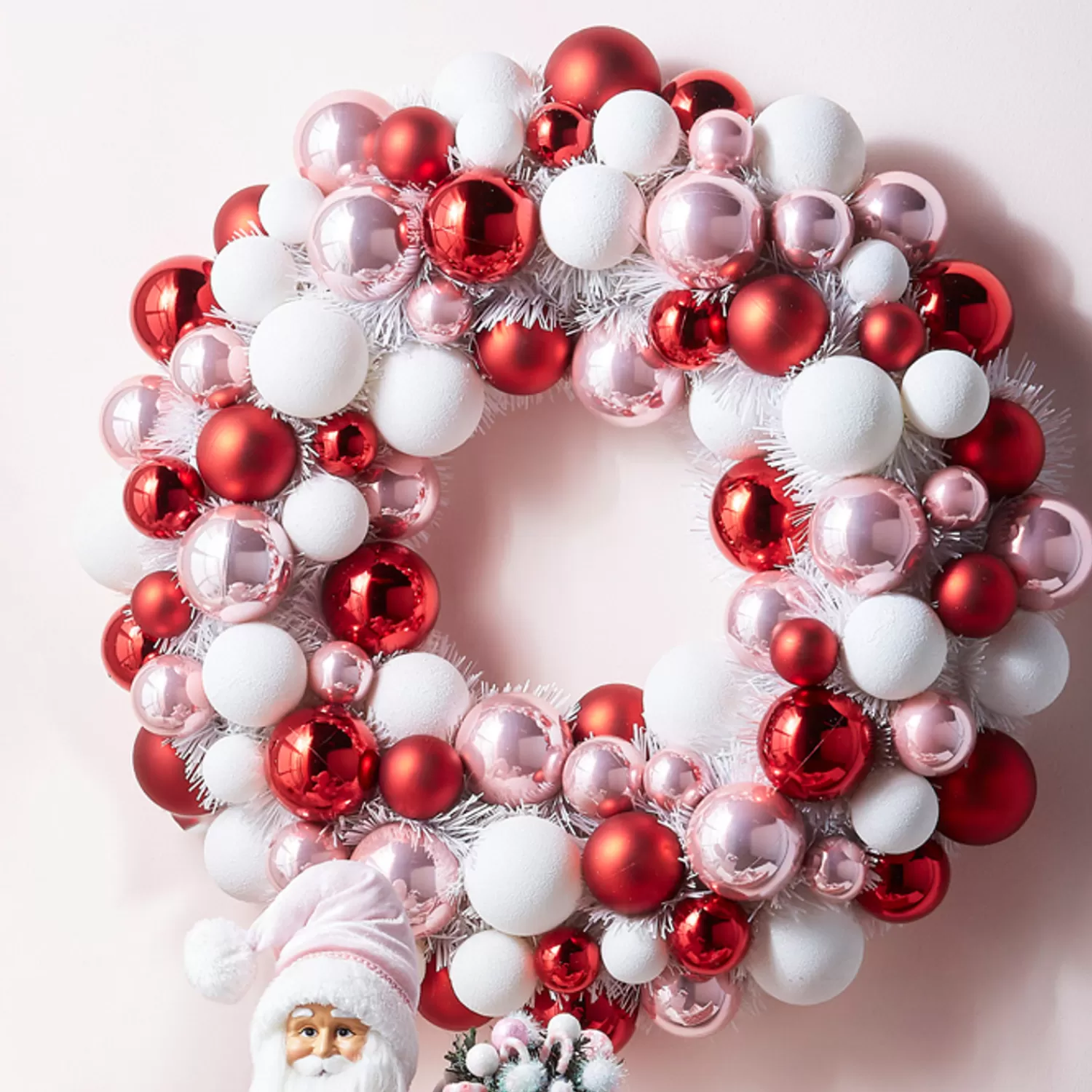 The Jolly Christmas Shop Valentines Day | Jingle And Cocoa | Raz 22" Pink, Red, And White Multicolor Ball Ornament Wreath W4302338