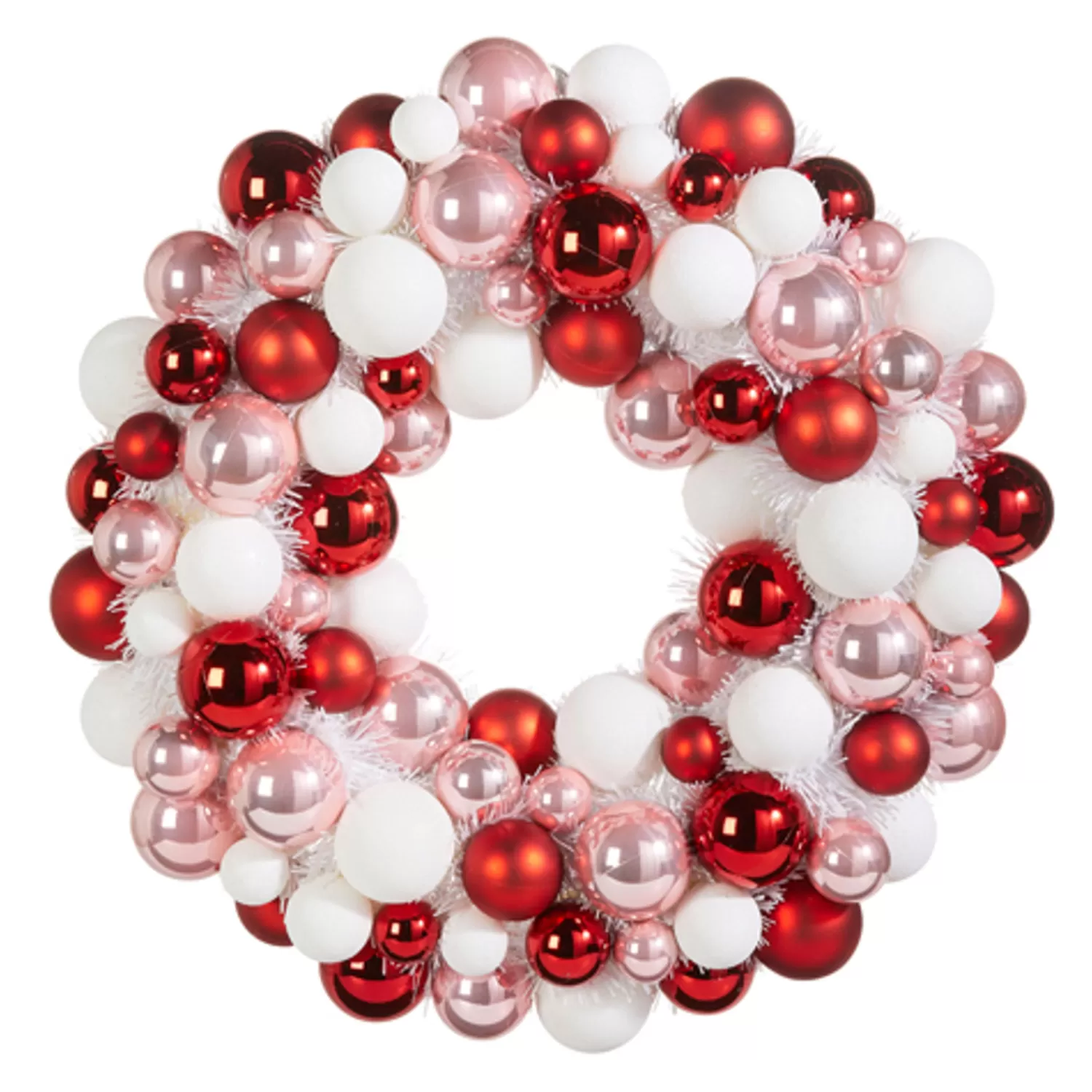 The Jolly Christmas Shop Valentines Day | Jingle And Cocoa | Raz 22" Pink, Red, And White Multicolor Ball Ornament Wreath W4302338