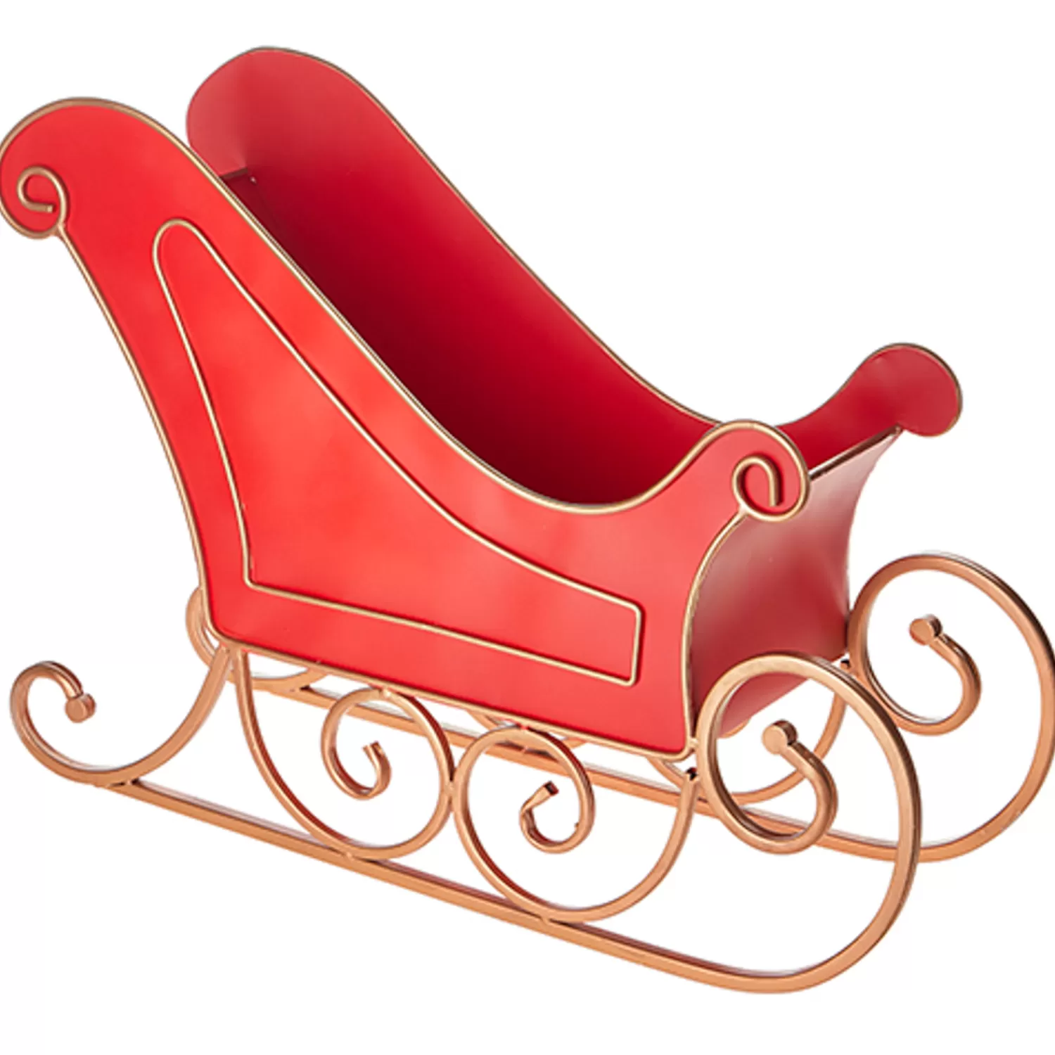 The Jolly Christmas Shop Tinsel Town | Christmas Traditions | Raz 24.25" Red Metal Sleigh Christmas Decorations 4211153