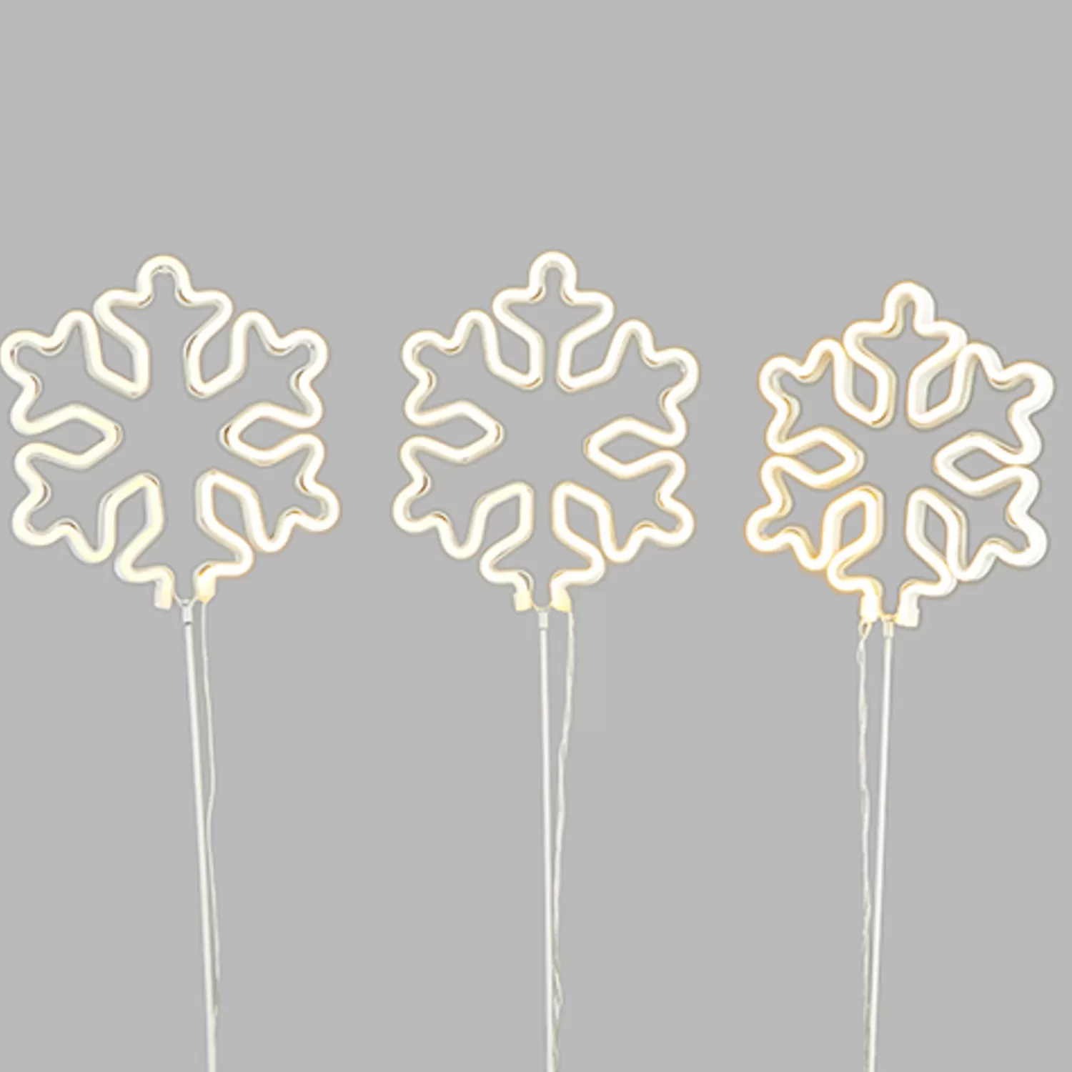 The Jolly Christmas Shop Snow Christmas Decorations | Yard Stake Decorations | Raz 24.5" Box Of 3 Lighted Snowflake Stakes Christmas Decor L4240608