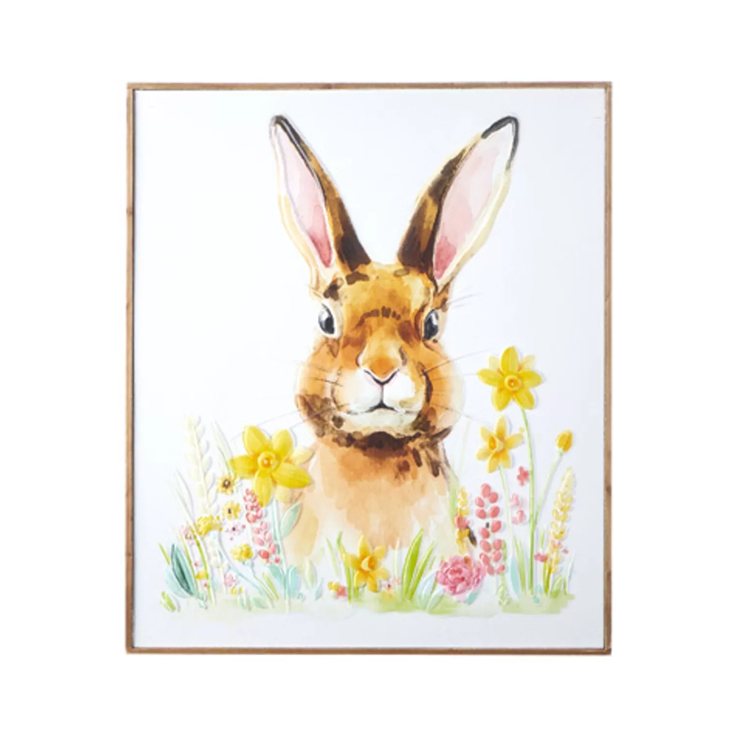 The Jolly Christmas Shop Signs | Raz 24" Carved Wood Floral Bunny Framed Art 4116019