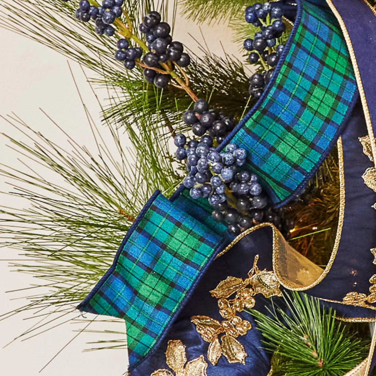 The Jolly Christmas Shop Tartan Traditions | Plaid | Raz 2.5" Black Watch Plaid Wired Christmas Ribbon R4427722