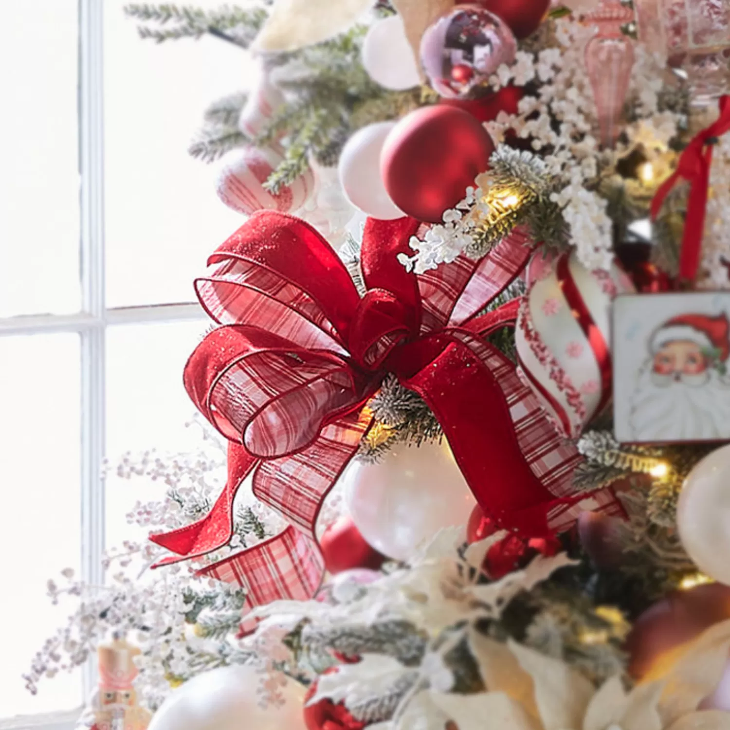 The Jolly Christmas Shop Valentines Day | Jingle And Cocoa | Raz 2.5" Pink And Red Plaid Wired Christmas Ribbon R4371767