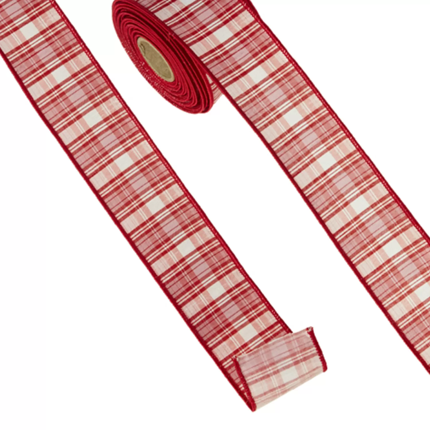 The Jolly Christmas Shop Valentines Day | Jingle And Cocoa | Raz 2.5" Pink And Red Plaid Wired Christmas Ribbon R4371767
