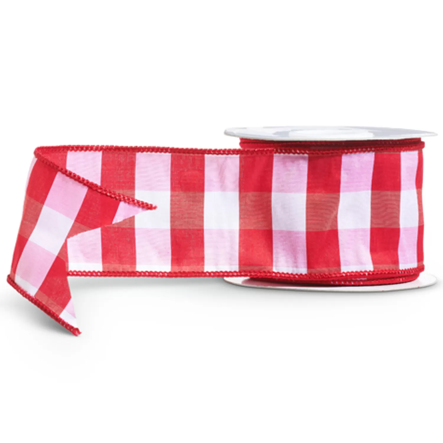 The Jolly Christmas Shop Jingle And Cocoa | The Candy Shop | Raz 2.5" Red And White Gingham Wired Christmas Ribbon R4471809
