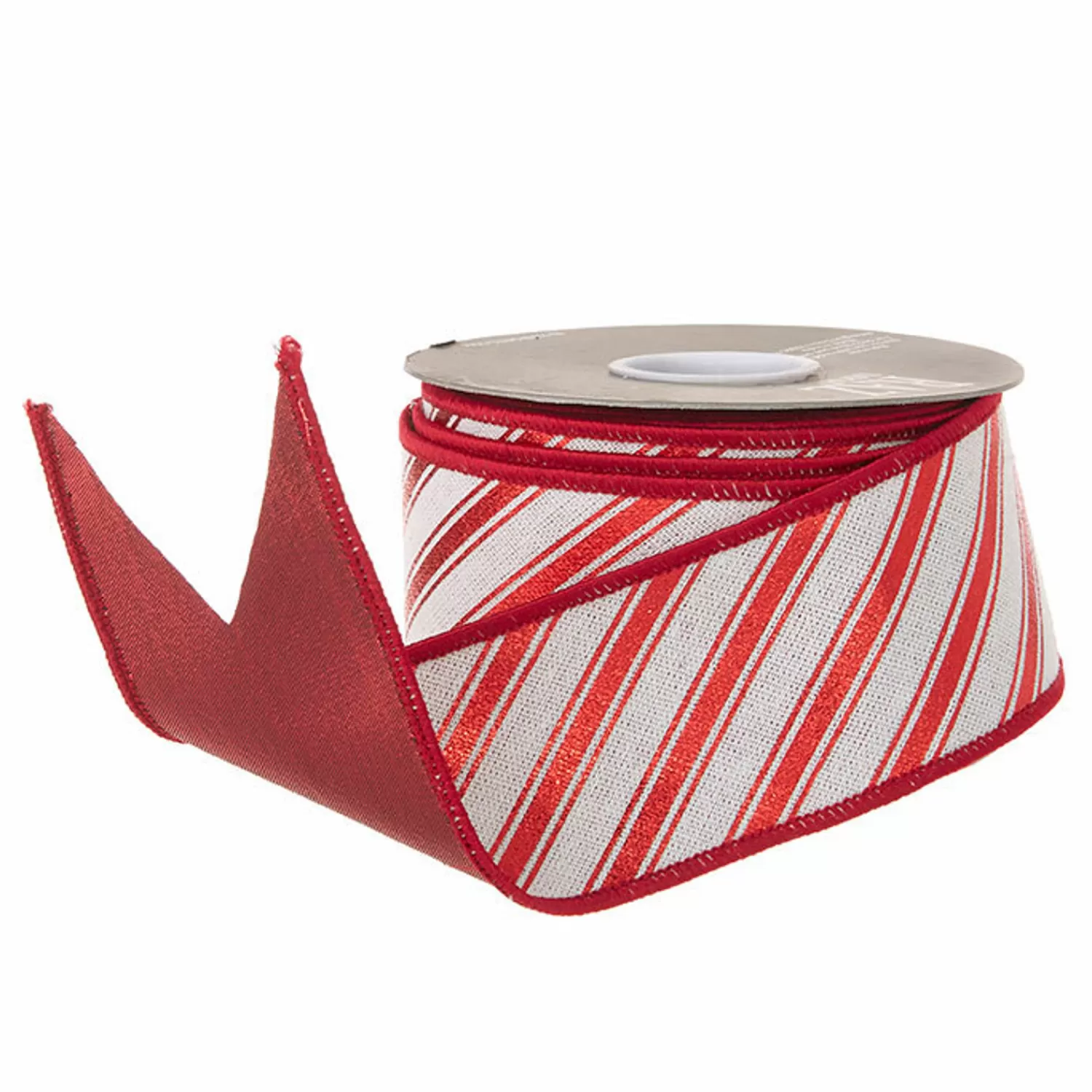 The Jolly Christmas Shop Jingle And Cocoa | Candy Land | Raz 2.5" Red And White Striped Wired Christmas Ribbon R4071775