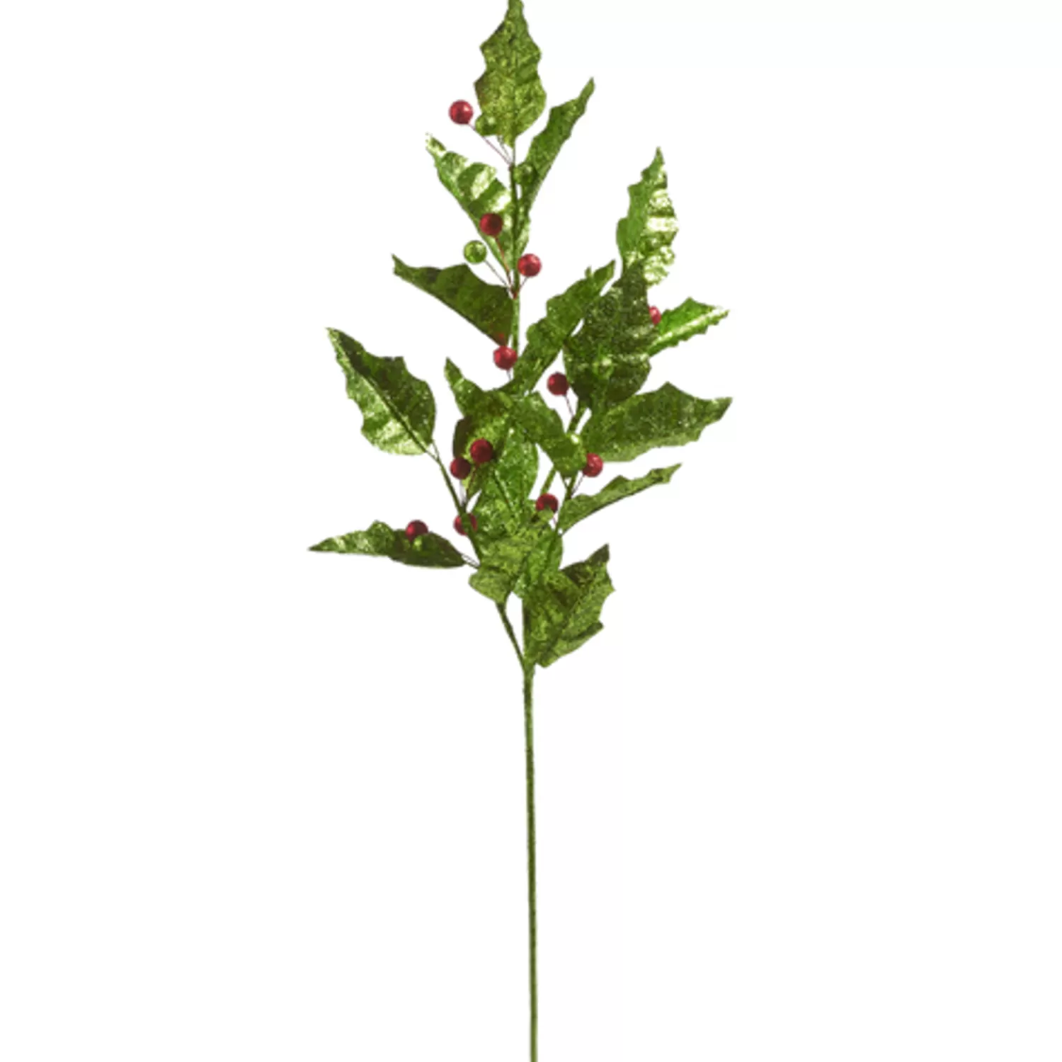 The Jolly Christmas Shop Tinsel Town | Sprays, Picks, Stems | Raz 27" Glittered Holly And Ornament Christmas Tree Spray F4433132
