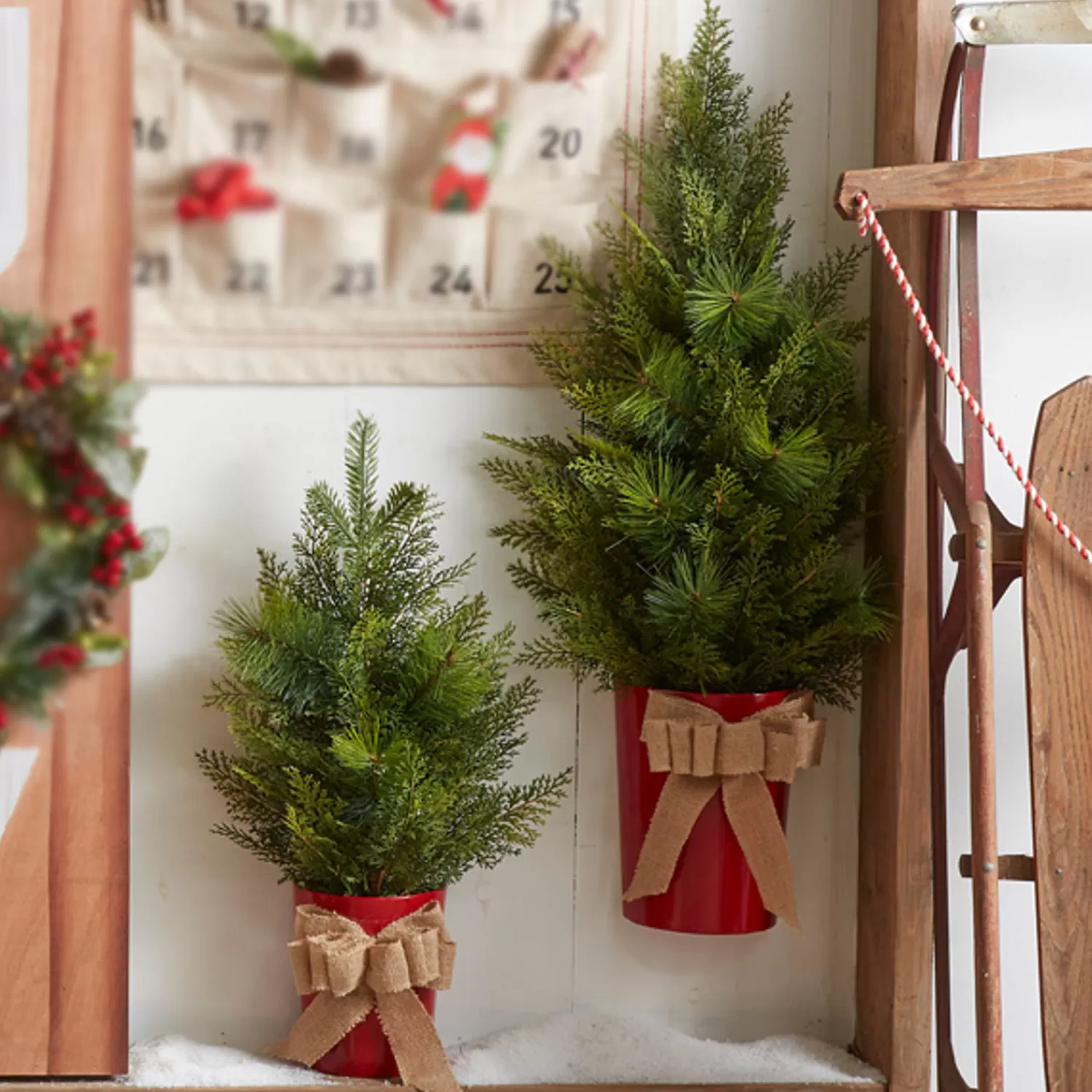 The Jolly Christmas Shop Heartfelt Holiday | Farmhouse | Raz 27" Or 35" Potted Half Wall Hanging Christmas Tree