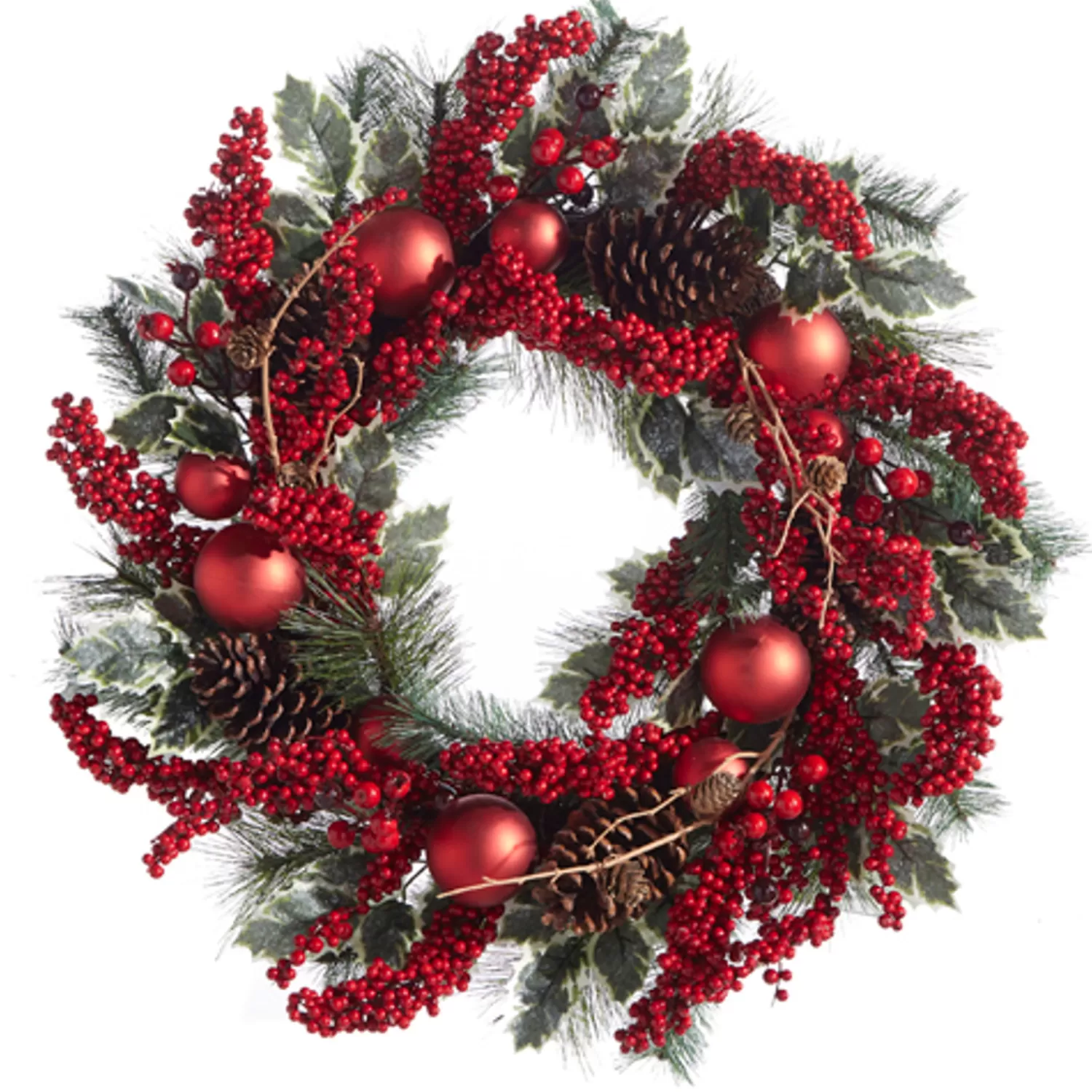 The Jolly Christmas Shop Sleigh Bells | Christmas Wreaths | Raz 28" Iced Berry And Ornament Christmas Wreath W4302480