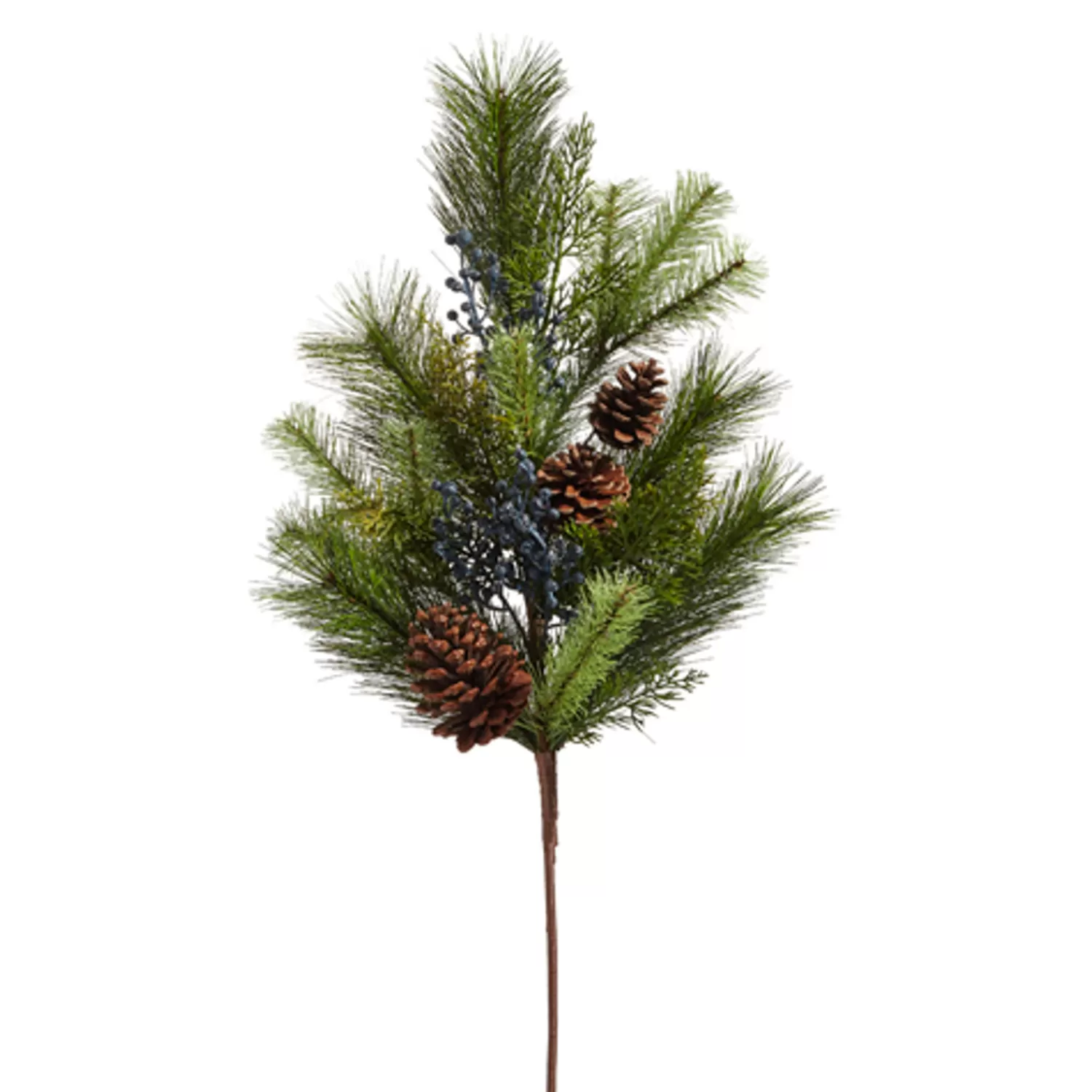 The Jolly Christmas Shop Tartan Traditions | Real Feel Greenery And Flowers | Raz 28" Mixed Pine, Blue Berries And Pinecone Christmas Tree Spray F4402309