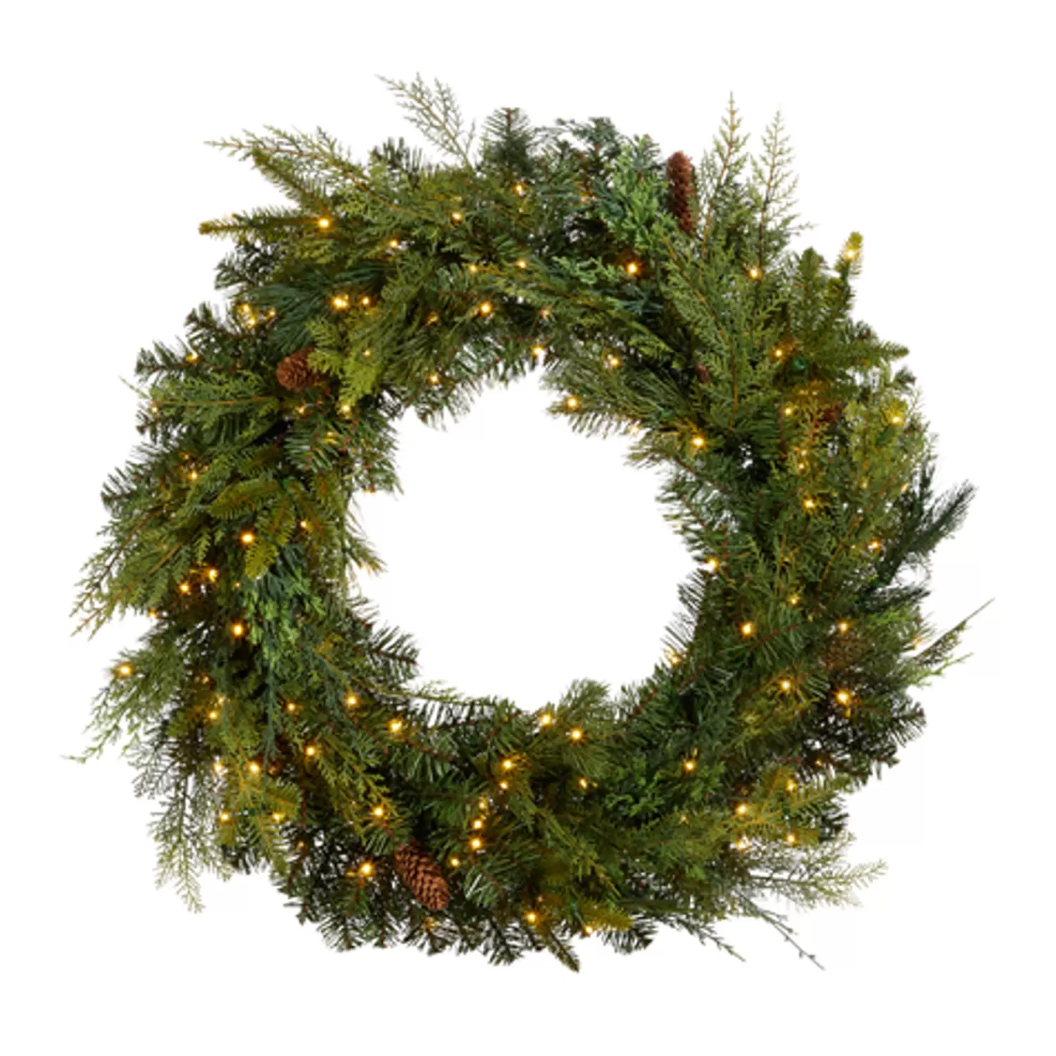 The Jolly Christmas Shop Real Feel Greenery And Flowers | Real Feel Garland And Wreaths | Raz 30" Pre-lit Blue Ridge Mountain Pine Real Feel Christmas Wreath W4409588