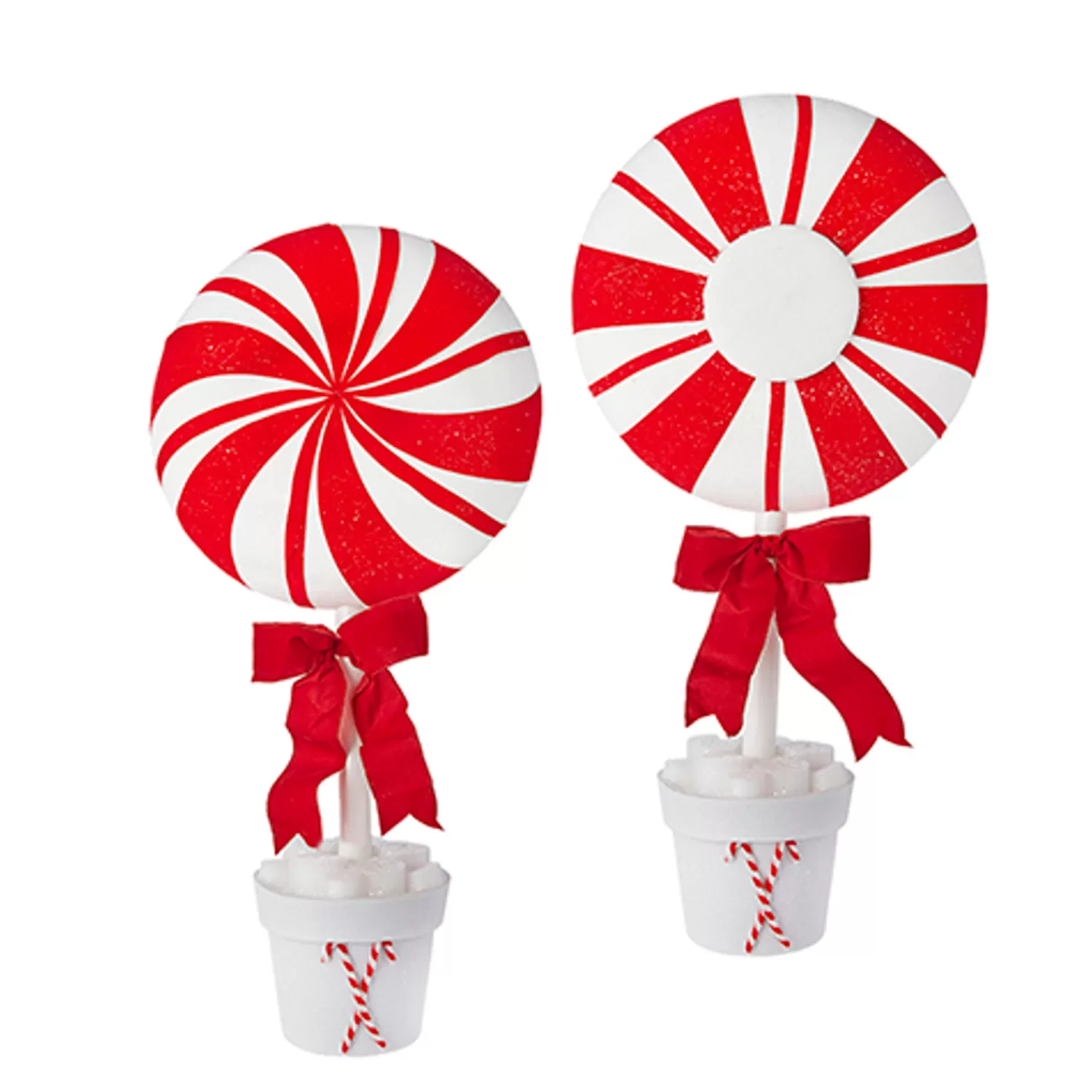 The Jolly Christmas Shop Gingerbread | The Candy Shop | Raz 31" Set Of 2 Peppermint Topiary Christmas Figure 4216212