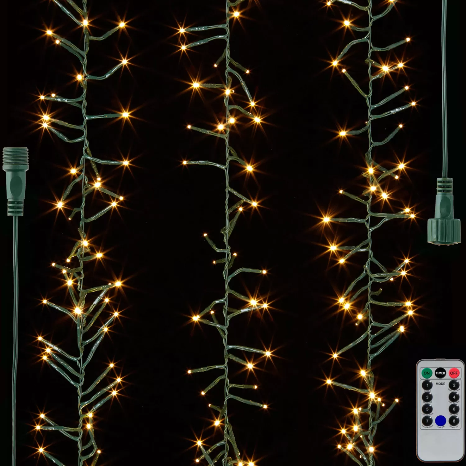 The Jolly Christmas Shop Led Lights | Compact Lights | Raz 34' Connectable Cluster Garland Green Wire With White Lights Christmas Light Strand L4137016