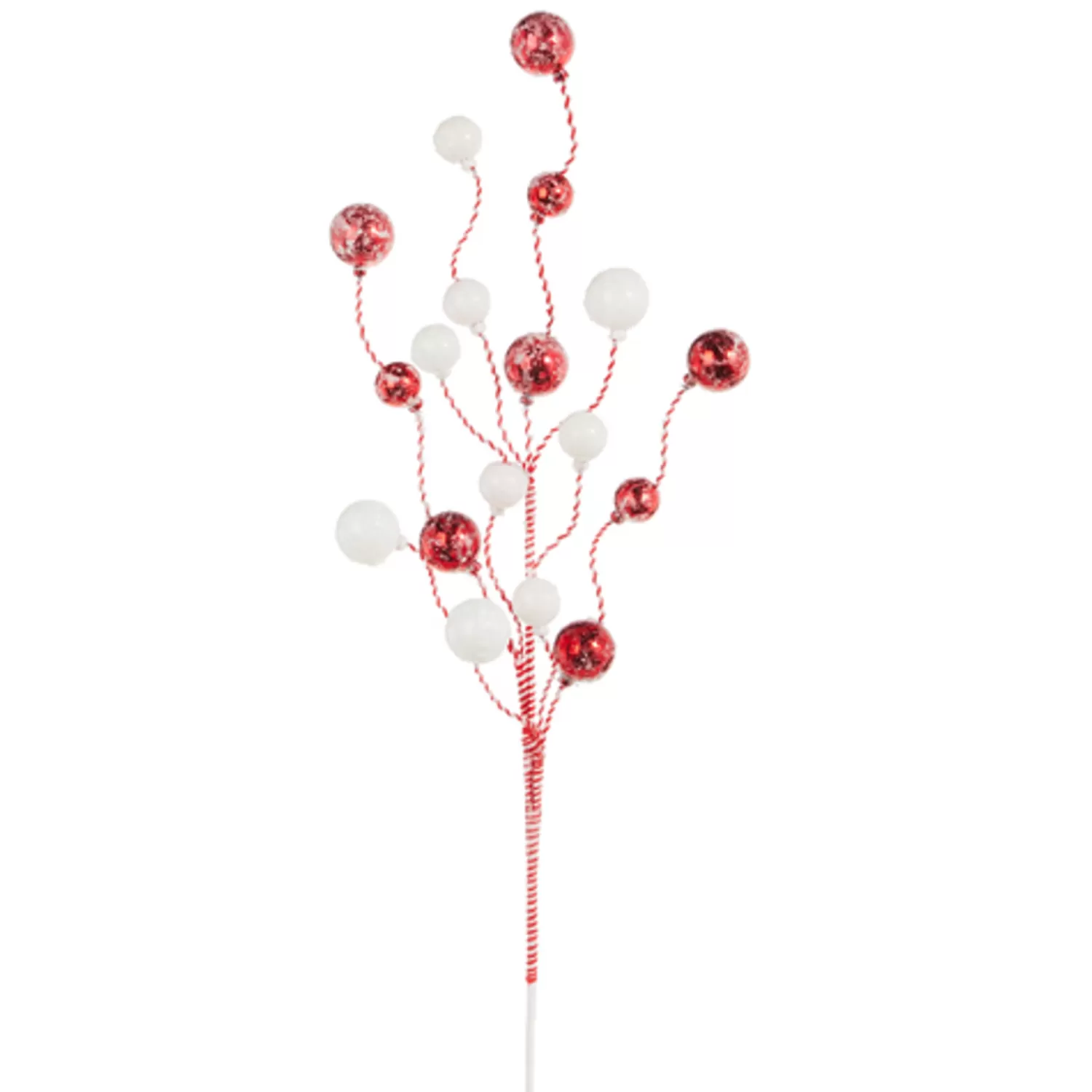 The Jolly Christmas Shop Valentines Day | Jingle And Cocoa | Raz 34" Striped Red And White Glittered Ball Christmas Tree Spray F4306778