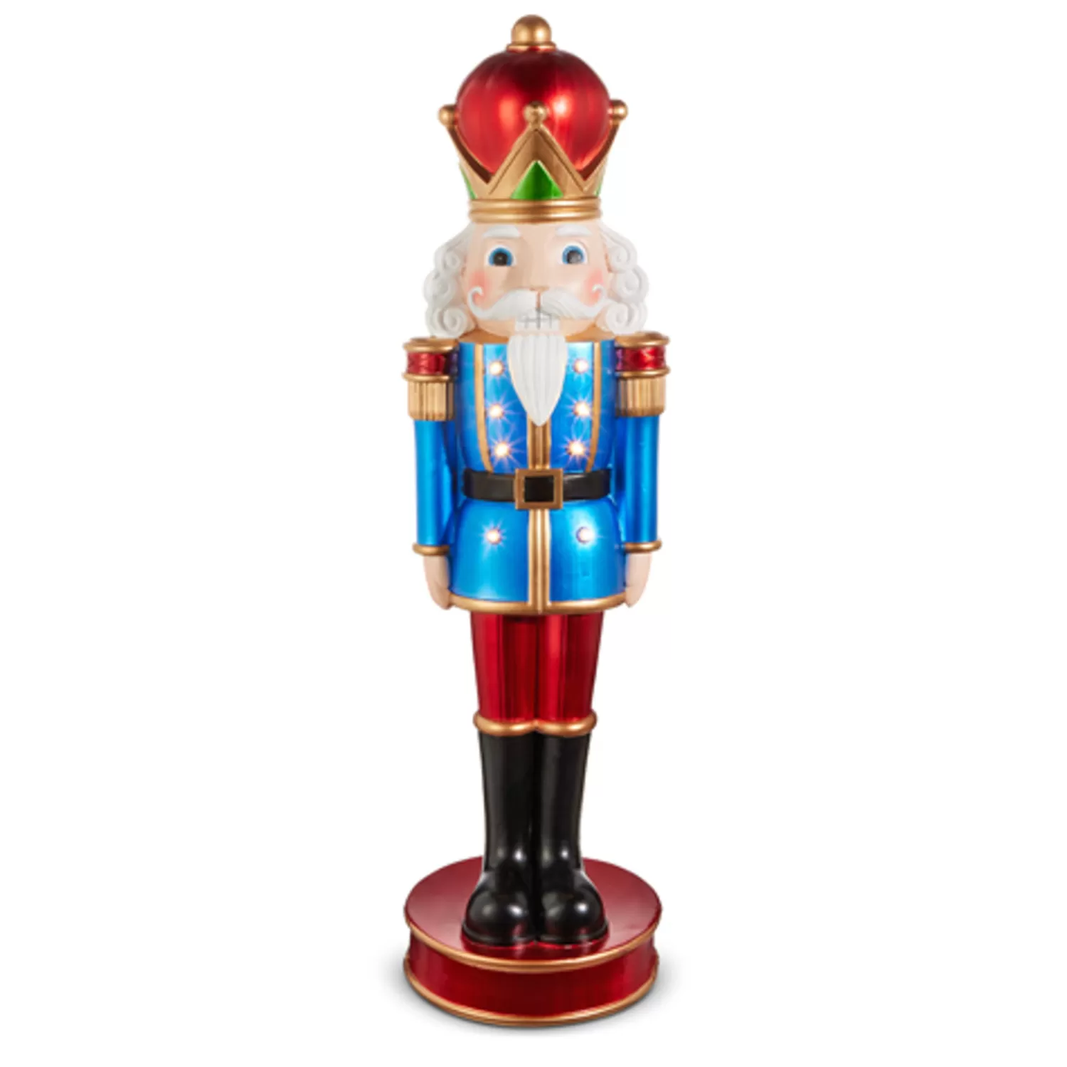 The Jolly Christmas Shop Tartan Traditions | Christmas Traditions | Raz 35.5" Large Lighted Blue And Red Nutcracker Christmas Figure 4401661
