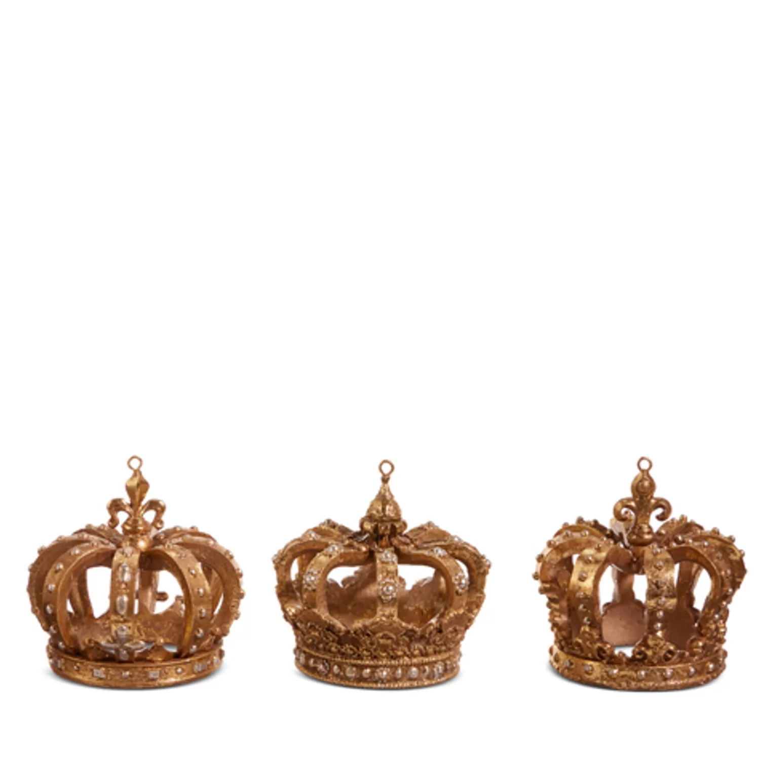 The Jolly Christmas Shop Oh Night Divine | Religious | Raz 3.5" Gold Crown Christmas Ornaments Set Of 3 4412122