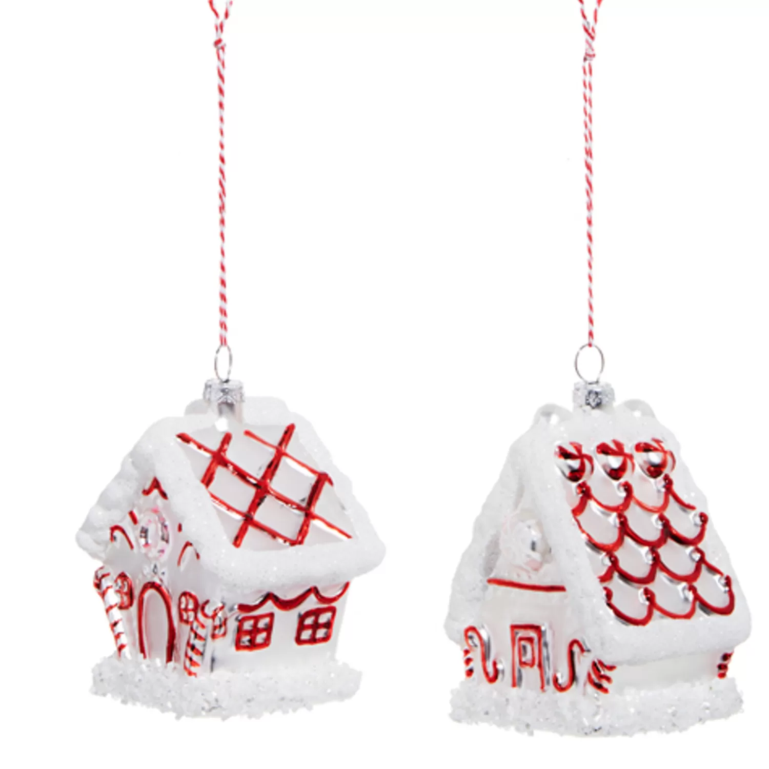 The Jolly Christmas Shop Sleigh Bells | Bells | Raz 3.5" Peppermint Gingerbread House Glass Christmas Ornament 4324507