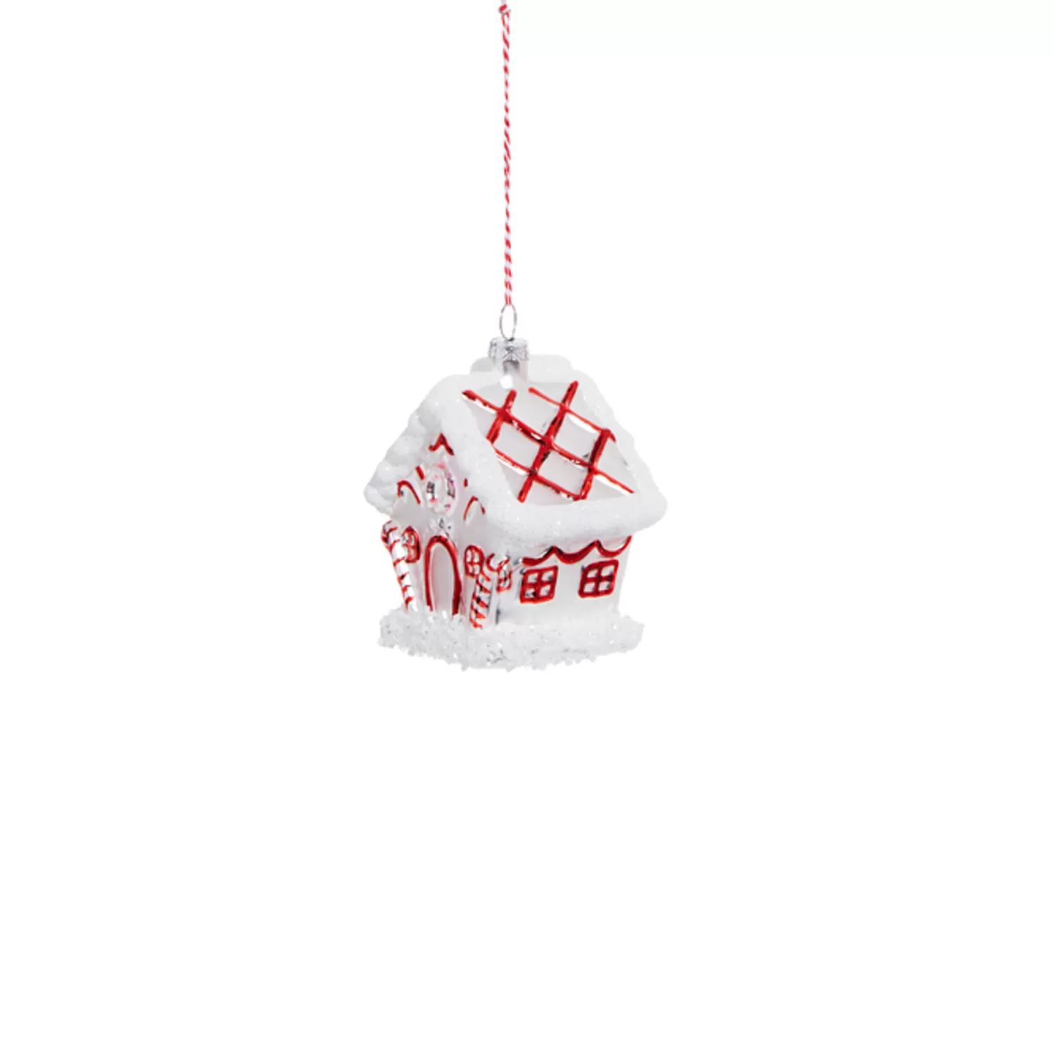 The Jolly Christmas Shop Sleigh Bells | Bells | Raz 3.5" Peppermint Gingerbread House Glass Christmas Ornament 4324507