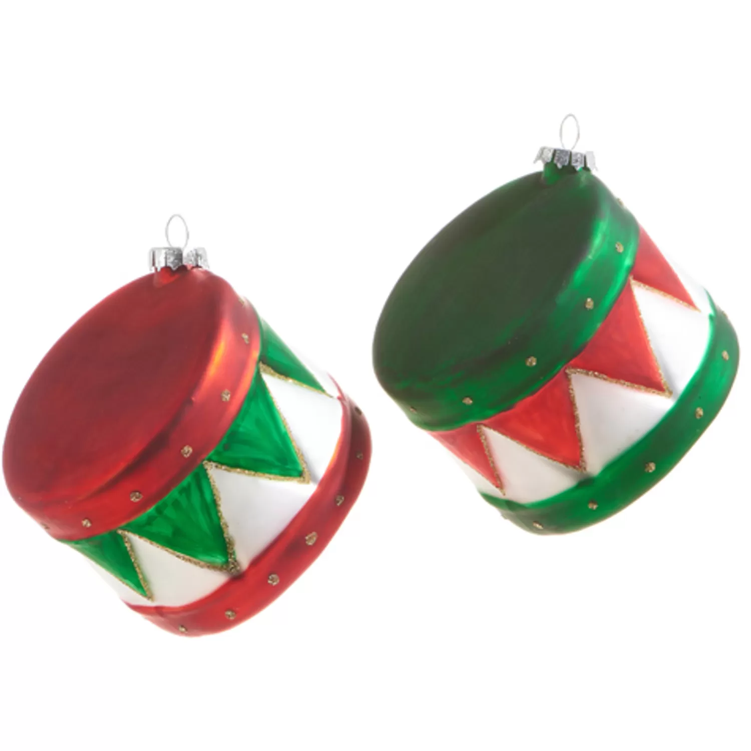 The Jolly Christmas Shop Sleigh Bells | Bells | Raz 3.5" Red And Green Drum Glass Christmas Ornament 4322900