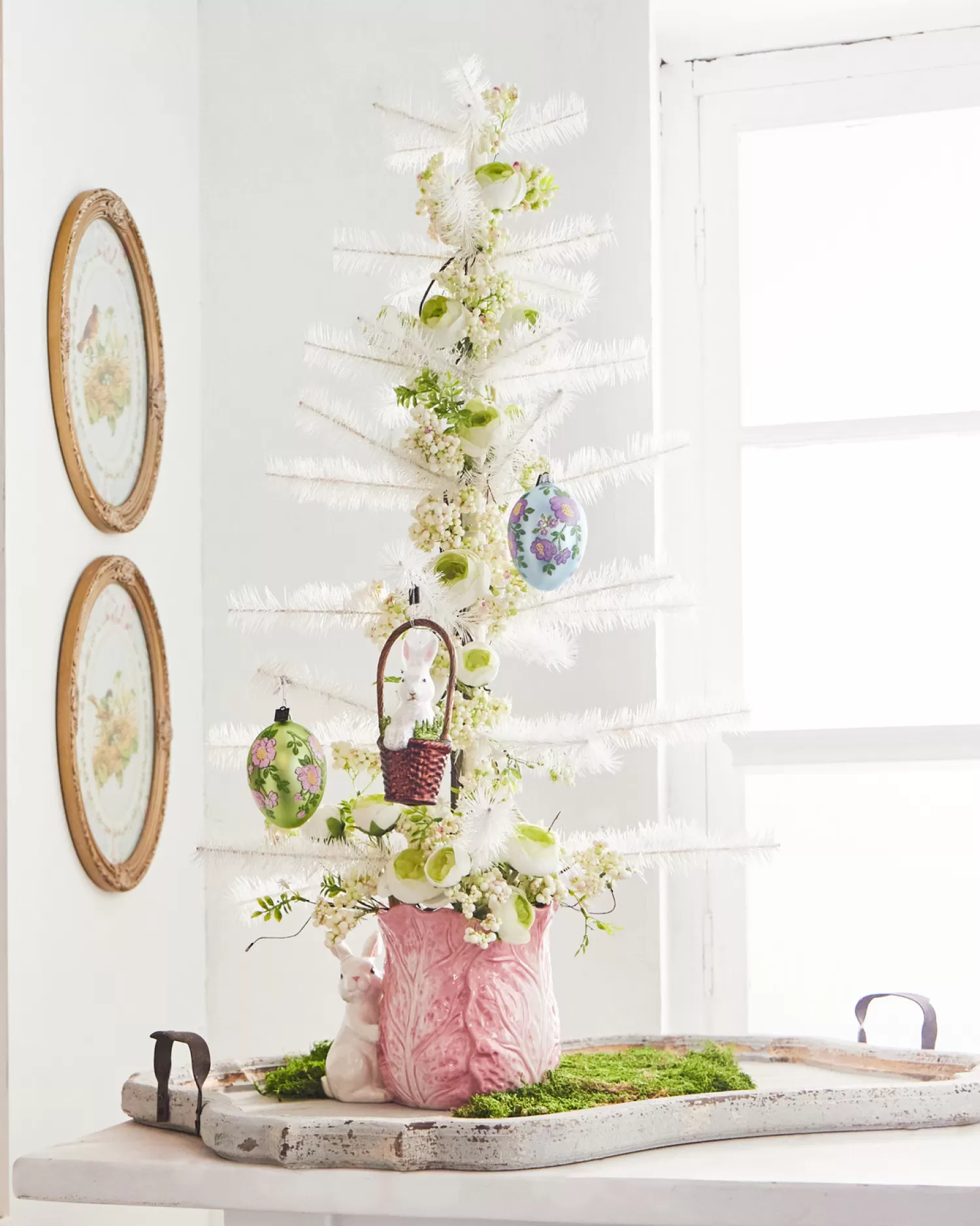 The Jolly Christmas Shop Trees, Wreaths & Garlands | A Blushing Holiday | Raz 36" White Feather Christmas Or Easter Tree 4416056
