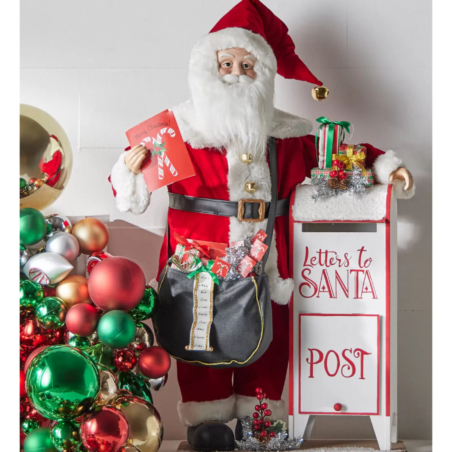 The Jolly Christmas Shop Vintage Farm House | Vintage Reincarnated | Raz 37.5" Santa With Mailbox Vintage Inspired Christmas Figure 4415624