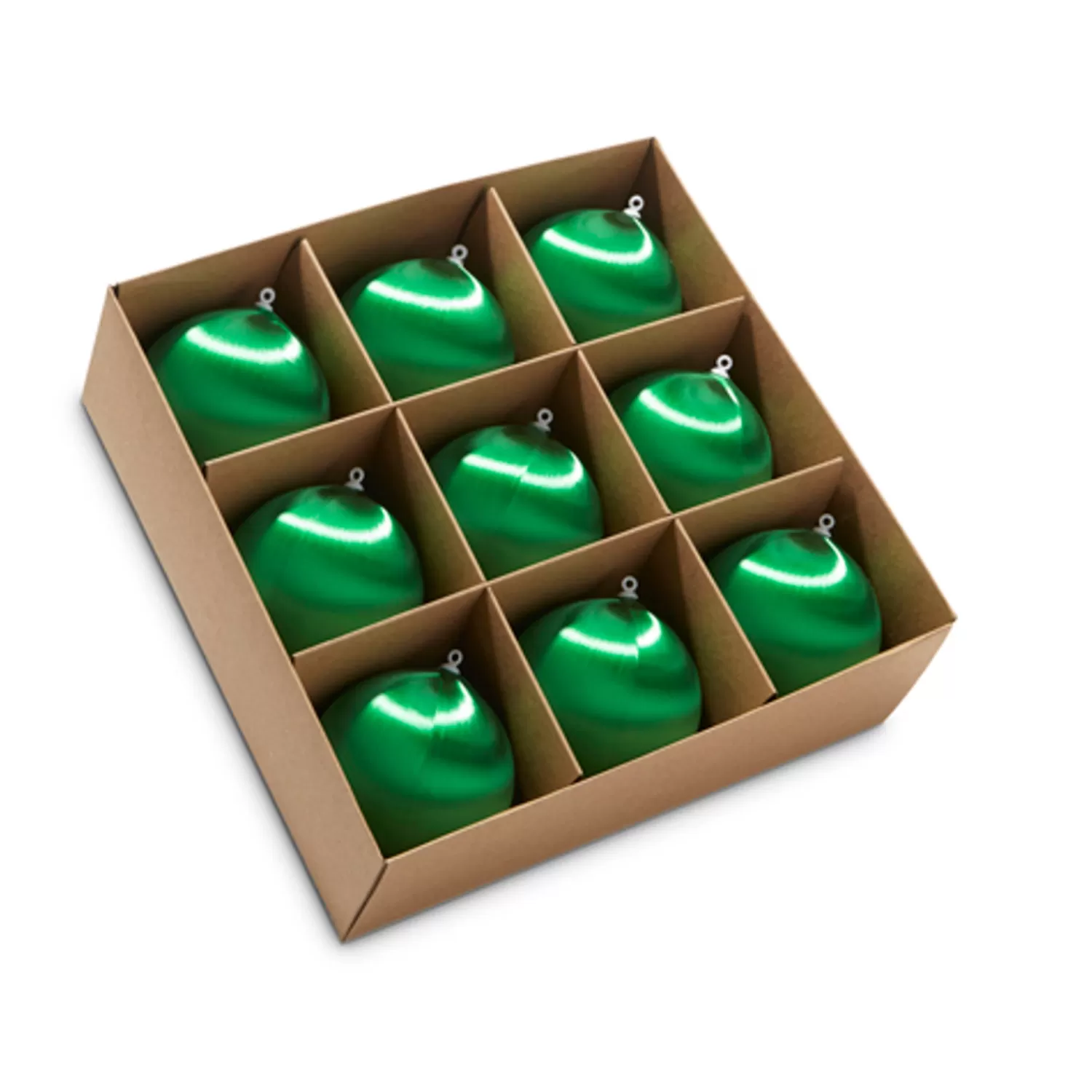 The Jolly Christmas Shop Sleigh Bells | Bells | Raz 3" Box Of 9 Green Satin Ball Vintage Inspired Christmas Ornaments Set 4332709