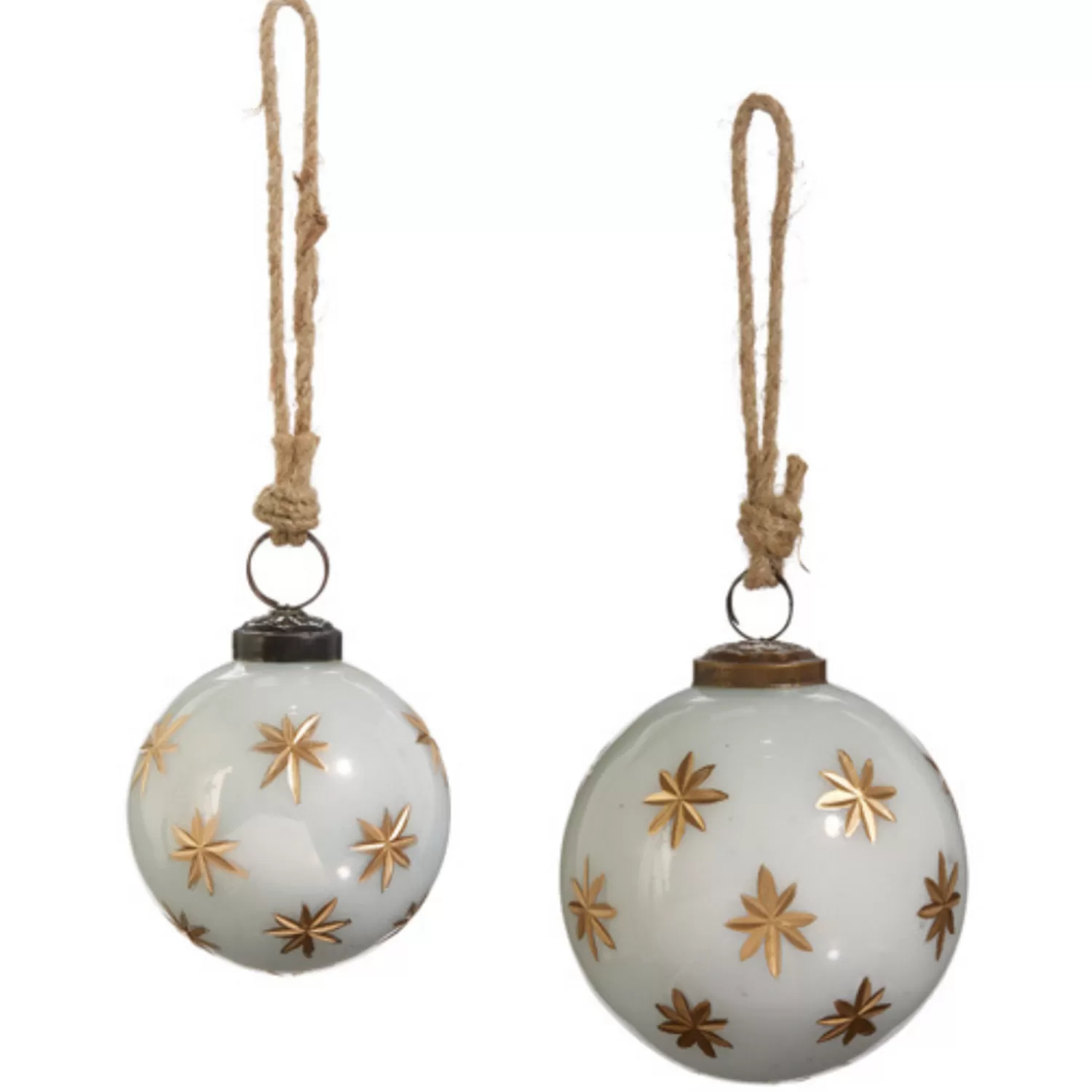 The Jolly Christmas Shop Oh Night Divine | Elegant | Raz 3" Or 4" Ivory With Gold Star Etched Glass Ball Christmas Ornament