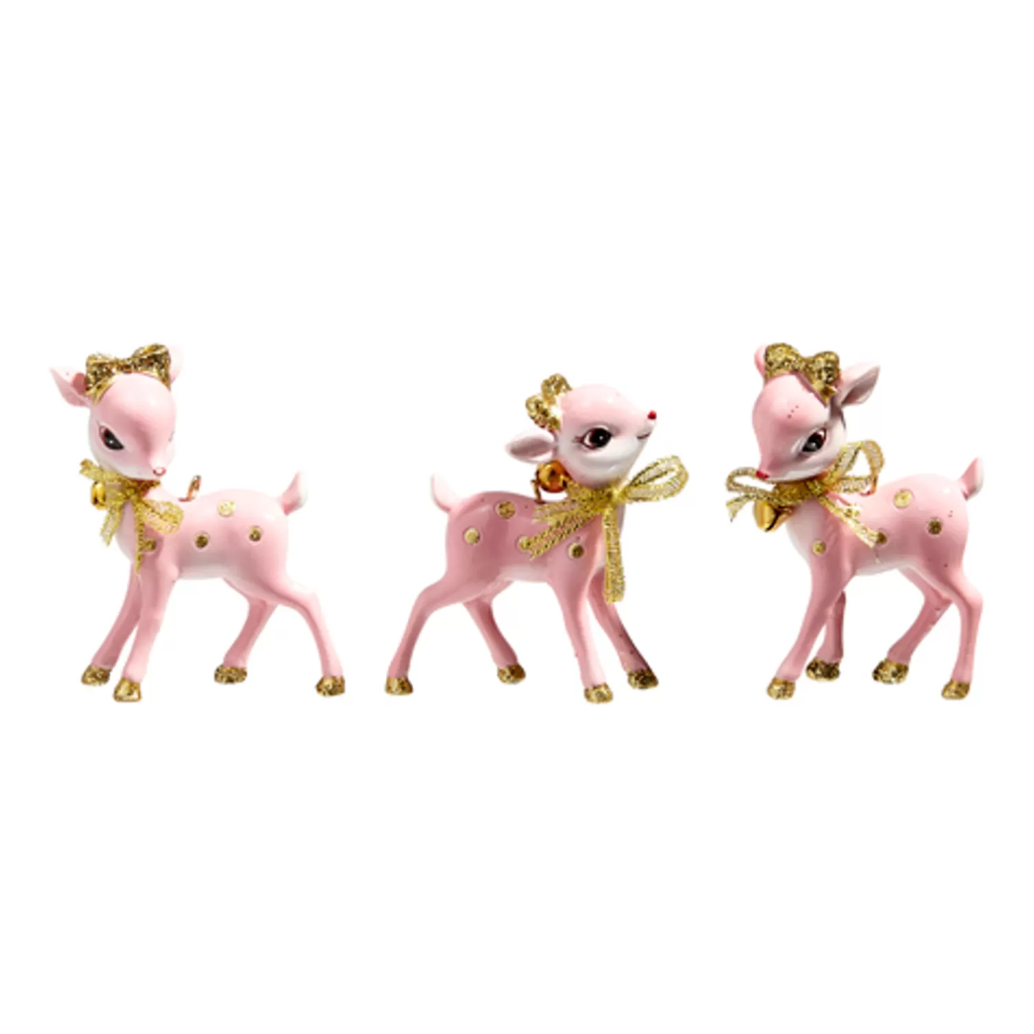 The Jolly Christmas Shop Vintage Reincarnated | A Blushing Holiday | Raz 3" Pink Retro Deer Christmas Ornament Set Of 3 4457653