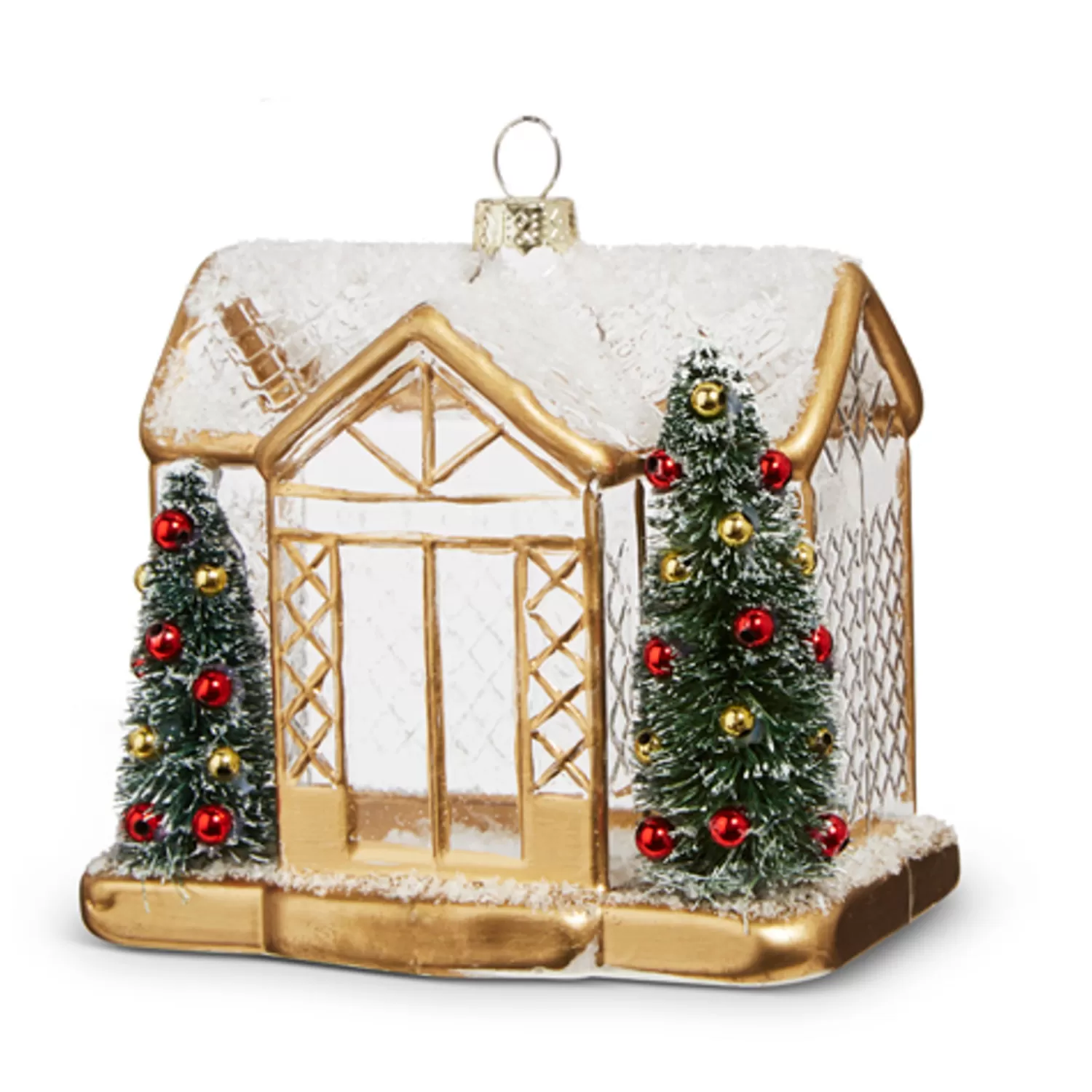 The Jolly Christmas Shop Sleigh Bells | Bells | Raz 4.5" Gold House Glass Christmas Ornament 4324585