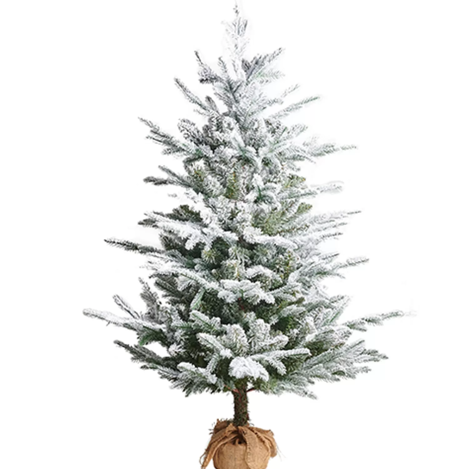 The Jolly Christmas Shop Vintage Farm House | Dashing Through The Snow | Raz 4.5' Unlit Flocked Tree In Burlap Bag Christmas Decoration 4341765