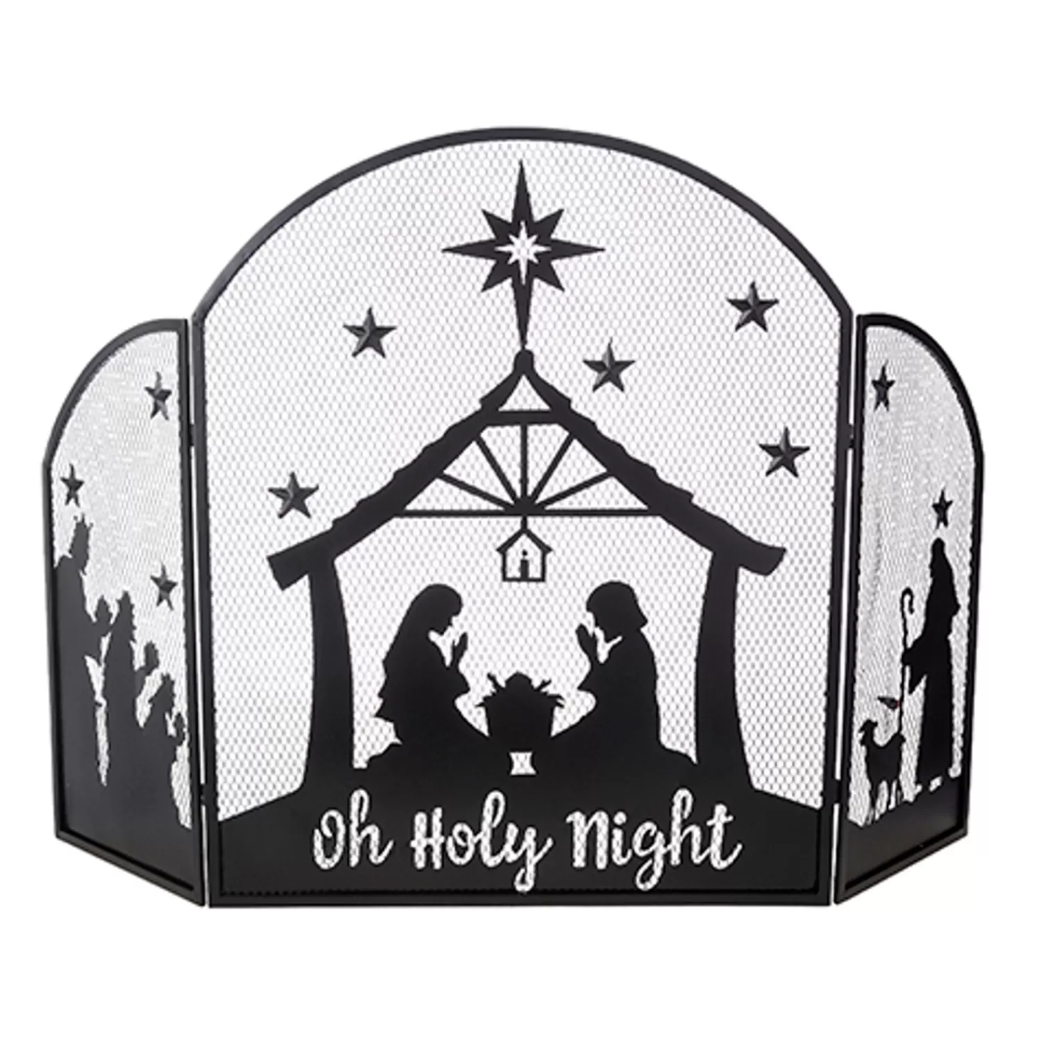 The Jolly Christmas Shop Oh Night Divine | Religious | Raz 48" Nativity Metal Fire Place Screen Christmas Decoration 4228936