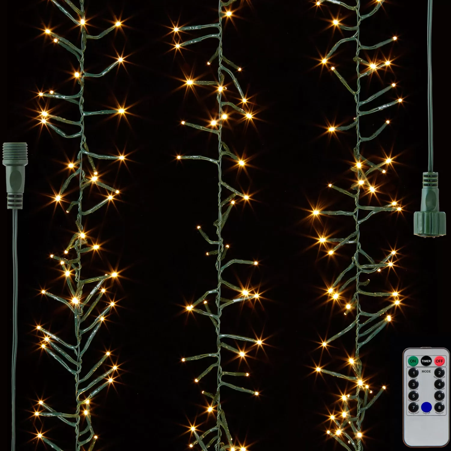 The Jolly Christmas Shop Led Lights | Compact Lights | Raz 49.5' Connectable Compact Cluster Garland Green Wire With White Lights L4137019