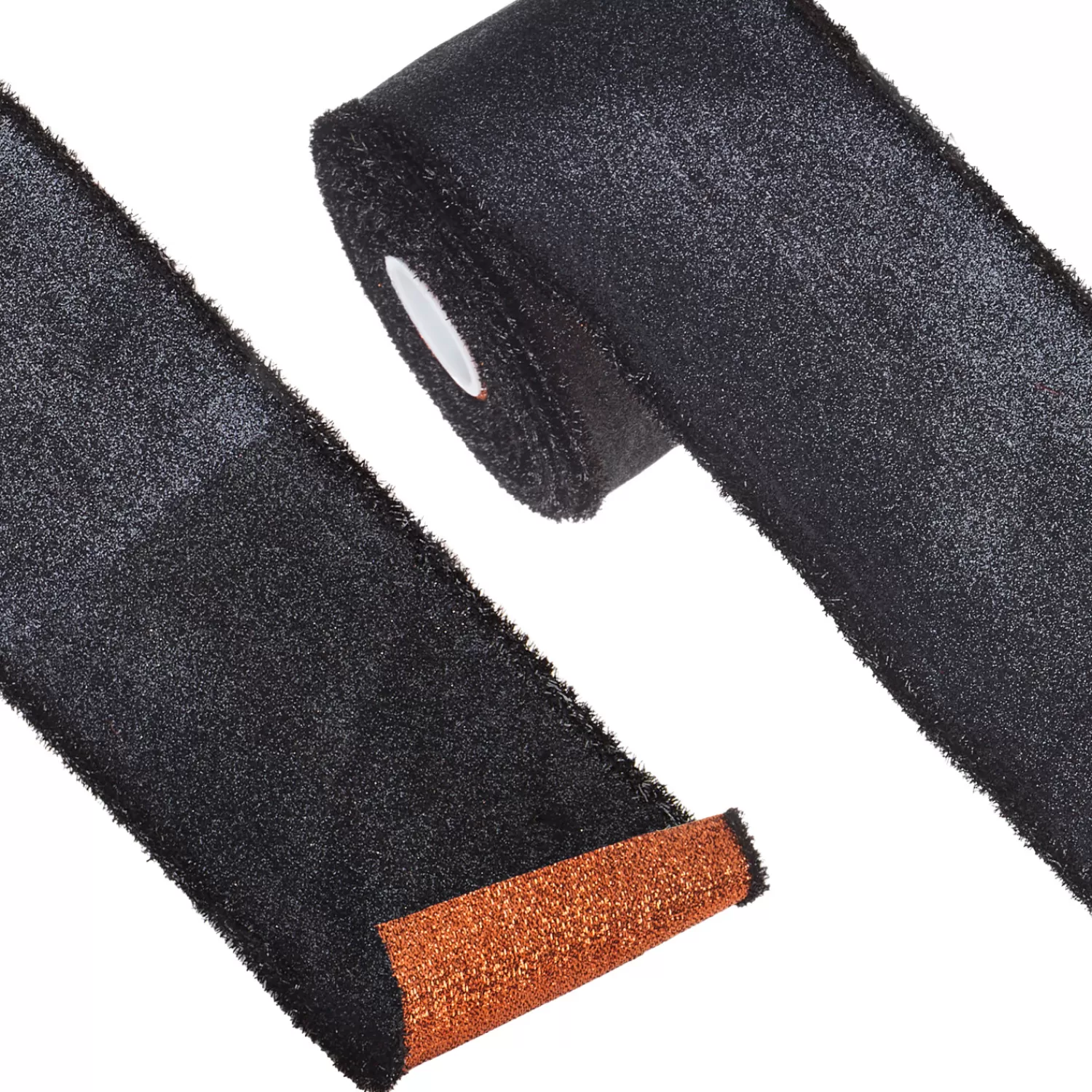 The Jolly Christmas Shop Halloween Picks And Sprays | Halloween Indoor Decorations | Raz 4" Black And Orange Double Sided Glitter Wired Halloween Ribbon R4271760