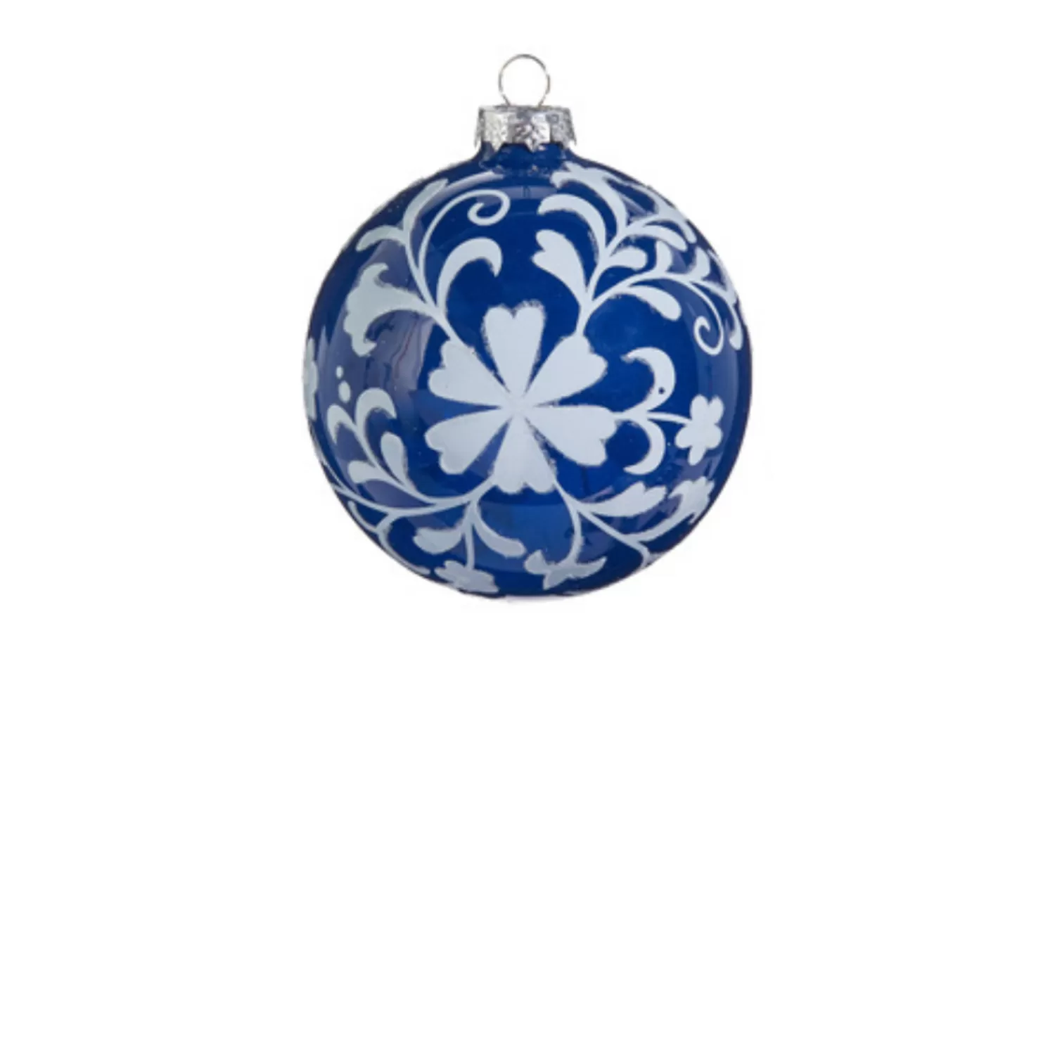 The Jolly Christmas Shop Tartan Traditions | Delft | Raz 4" Blue And White Floral Delft Glass Christmas Ornament 4424554