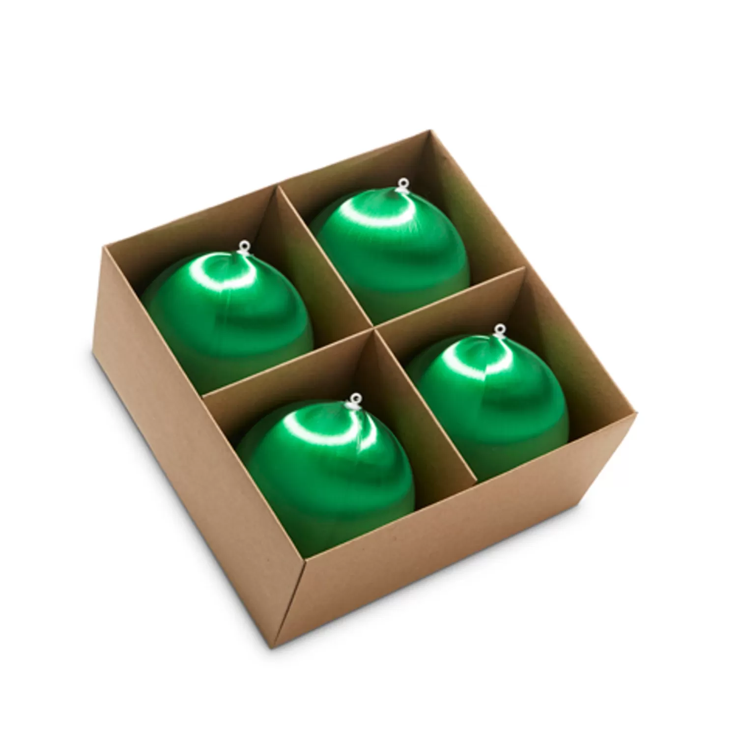 The Jolly Christmas Shop Sleigh Bells | Bells | Raz 4" Box Of 4 Green Satin Ball Vintage Inspired Christmas Ornaments 4332733