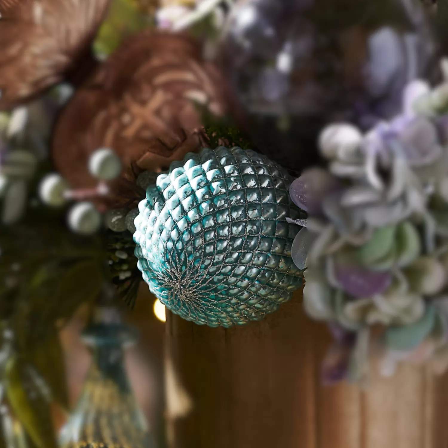 The Jolly Christmas Shop Oh Night Divine | Glass Ornaments | Raz 4" Cerulean Blue Quilted Glass Ball Christmas Ornament 4422947