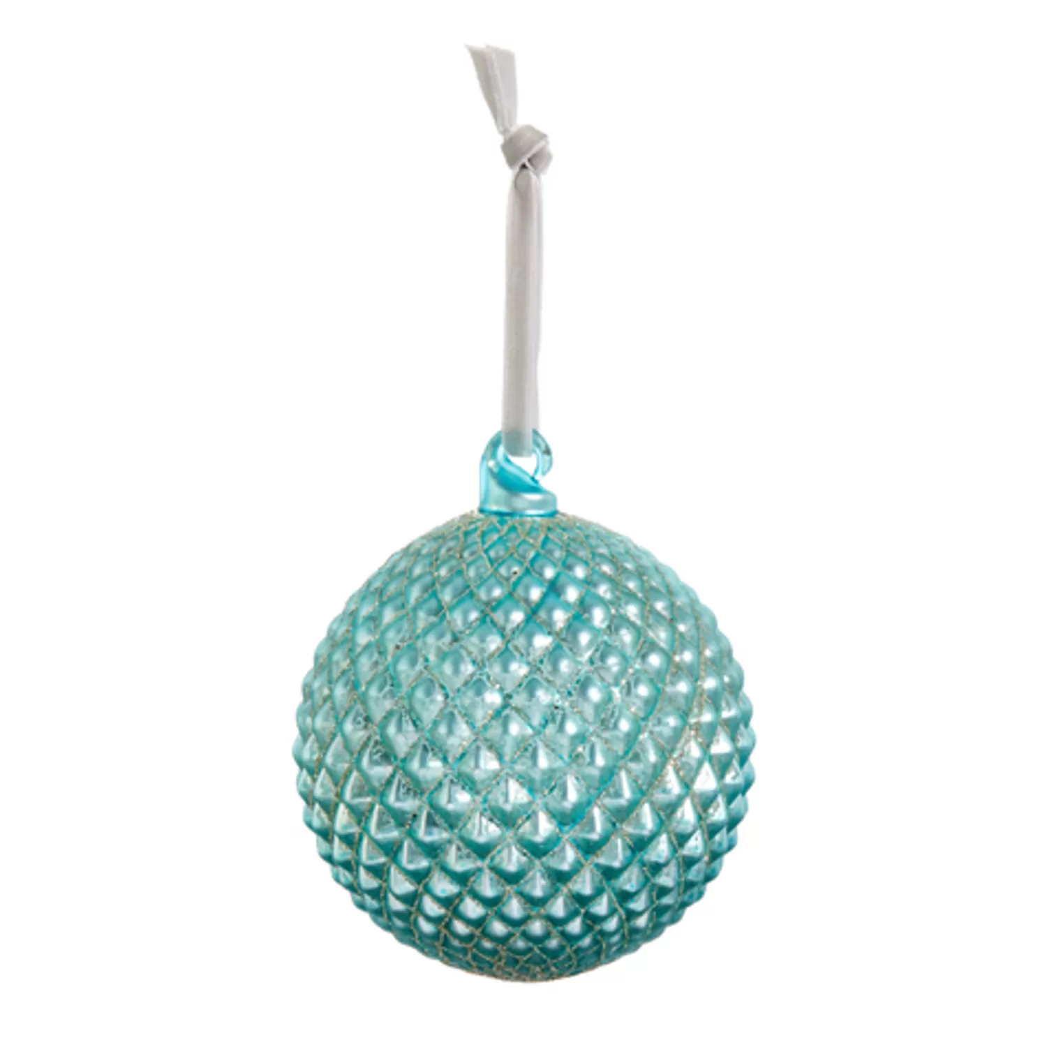 The Jolly Christmas Shop Oh Night Divine | Glass Ornaments | Raz 4" Cerulean Blue Quilted Glass Ball Christmas Ornament 4422947